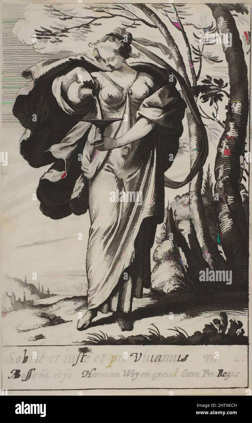 Art inspiré par Temperance, 1636, Etching, feuille (taillé) : 2 15/16 × 1 15/16 po. (7,5 × 4,9 cm), estampes, Abraham Bosse (Français, Tours 1602/1604–1676 Paris, oeuvres classiques modernisées par Artotop avec une touche de modernité. Formes, couleur et valeur, impact visuel accrocheur sur l'art émotions par la liberté d'œuvres d'art d'une manière contemporaine. Un message intemporel qui cherche une nouvelle direction créative. Artistes qui se tournent vers le support numérique et créent le NFT Artotop Banque D'Images