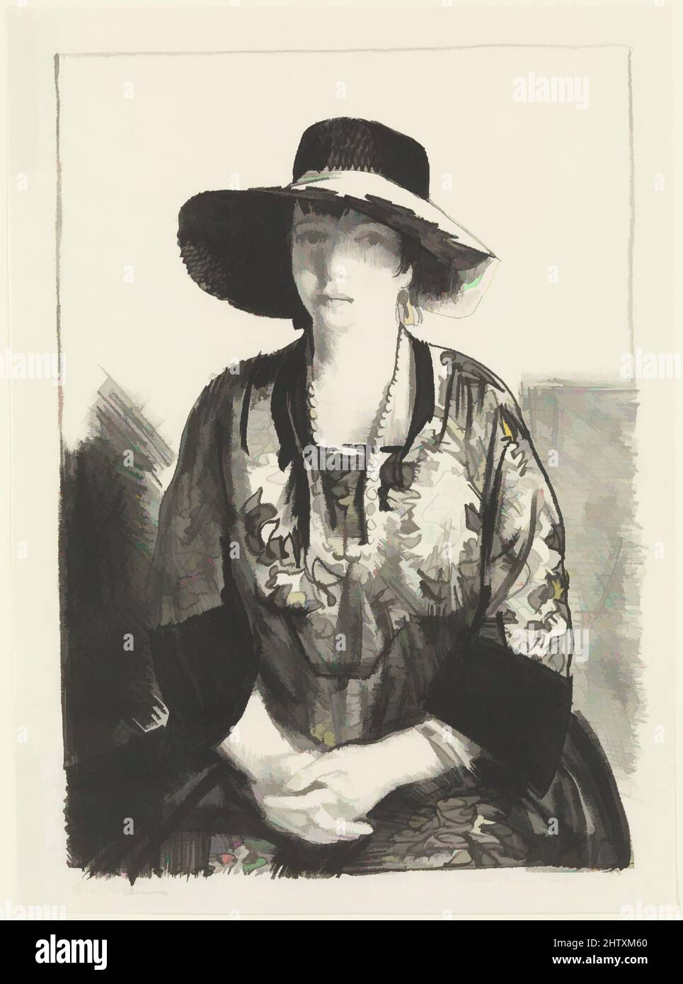 Art inspiré par le chapeau noir, 1921, lithographie, image: 12 7/8 x 9 po. (32,7 x 22,9 cm), Prints, George Bellows (American, Columbus, Ohio 1882–1925 New York, œuvres classiques modernisées par Artotop avec une touche de modernité. Formes, couleur et valeur, impact visuel accrocheur sur l'art émotions par la liberté d'œuvres d'art d'une manière contemporaine. Un message intemporel qui cherche une nouvelle direction créative. Artistes qui se tournent vers le support numérique et créent le NFT Artotop Banque D'Images