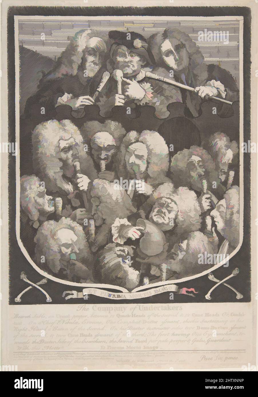 Art inspiré par la Compagnie des Undertakers, 1736, gravure et gravure; deuxième état de deux, feuille: 10 9/16 x 7 3/8 po. (26,9 x 18,7 cm), Prints, William Hogarth (Britannique, Londres 1697–1764 Londres, œuvres classiques modernisées par Artotop avec une touche de modernité. Formes, couleur et valeur, impact visuel accrocheur sur l'art émotions par la liberté d'œuvres d'art d'une manière contemporaine. Un message intemporel qui cherche une nouvelle direction créative. Artistes qui se tournent vers le support numérique et créent le NFT Artotop Banque D'Images