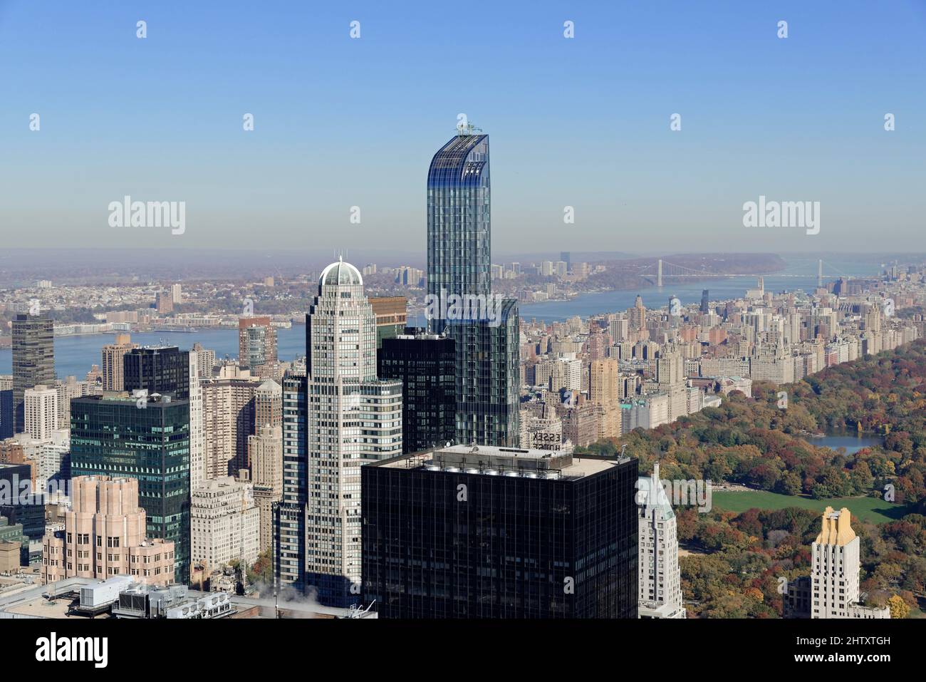 Central Park, vue depuis la terrasse d'observation du Rockefeller Center, Manhattan, New York, États-Unis Banque D'Images