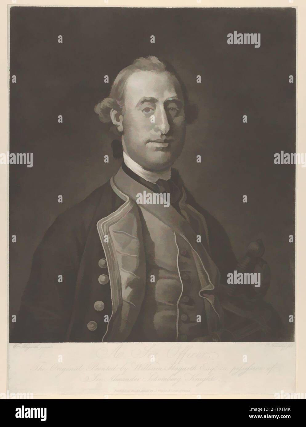 Art inspiré par Un officier de mer, ca. 1800, Mezzotint ; troisième état, feuille : 15 1/16 x 11 1/8 po. (38,2 x 28,3 cm), Prints, d'après William Hogarth (britannique, Londres 1697–1764 Londres, les œuvres classiques modernisées par Artotop avec une touche de modernité. Formes, couleur et valeur, impact visuel accrocheur sur l'art émotions par la liberté d'œuvres d'art d'une manière contemporaine. Un message intemporel qui cherche une nouvelle direction créative. Artistes qui se tournent vers le support numérique et créent le NFT Artotop Banque D'Images