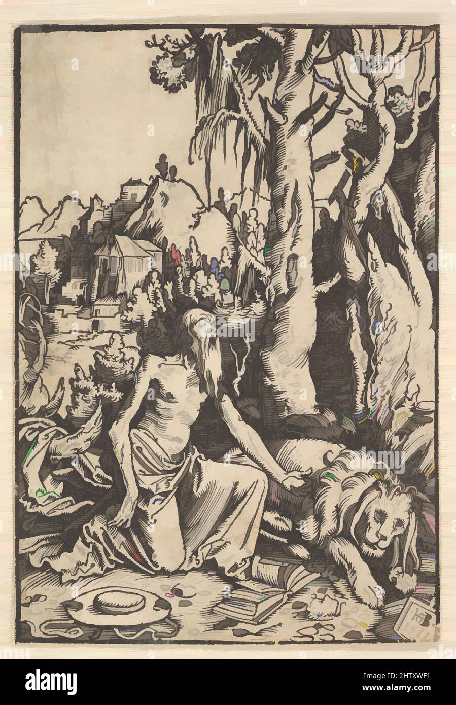 Art inspiré par Saint-Jérôme dans le désert, 1511, Woodcut, feuille : 5 1/16 × 3 1/2 po. (12,9 × 8,9 cm), tirages, Hans Baldung (appelé Hans Baldung Grien) (allemand, Schwäbisch Gmünd (?) 1484/85–1545 Strasbourg (Strassburg, œuvres classiques modernisées par Artotop avec une touche de modernité. Formes, couleur et valeur, impact visuel accrocheur sur l'art émotions par la liberté d'œuvres d'art d'une manière contemporaine. Un message intemporel qui cherche une nouvelle direction créative. Artistes qui se tournent vers le support numérique et créent le NFT Artotop Banque D'Images