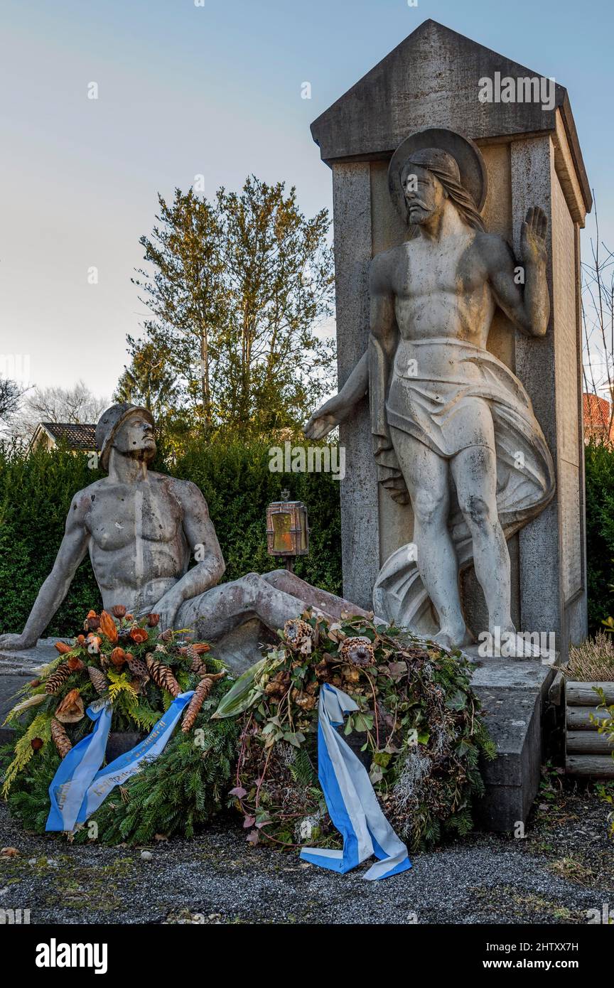 Mémorial de guerre à l'église Saint Blasius et Alexandre, Altusried, Allgaeu, Bavière, Allemagne Banque D'Images