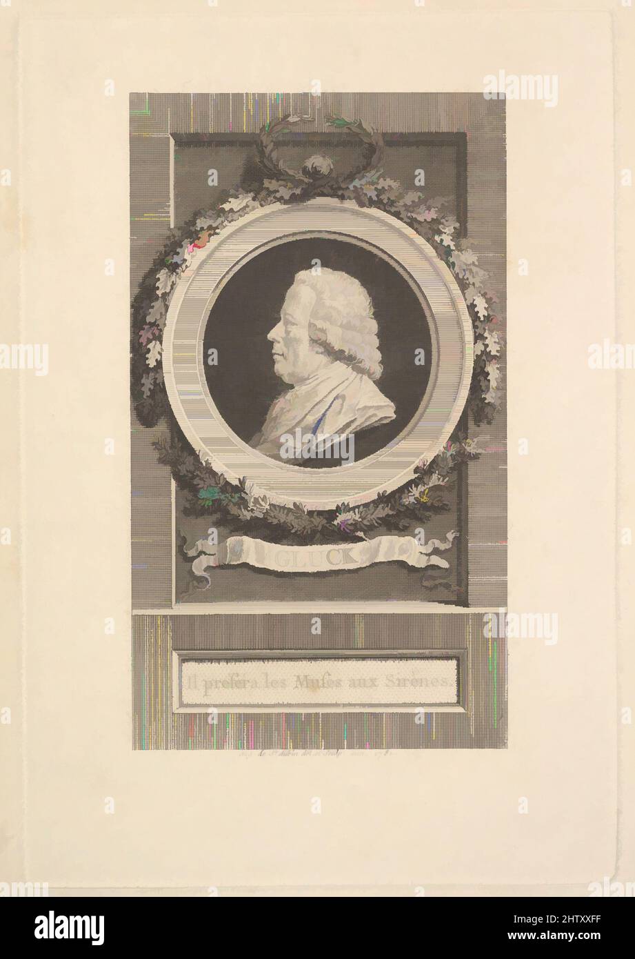 Art inspiré par Portrait de Gluck, 1781, gravure et gravure; troisième état de trois (Bocher), feuille: 9 1/16 × 6 1/8 po. (23 × 15,6 cm), estampes, Augustin de Saint-Aubin (français, Paris 1736–1807 Paris, oeuvres classiques modernisées par Artotop avec une touche de modernité. Formes, couleur et valeur, impact visuel accrocheur sur l'art émotions par la liberté d'œuvres d'art d'une manière contemporaine. Un message intemporel qui cherche une nouvelle direction créative. Artistes qui se tournent vers le support numérique et créent le NFT Artotop Banque D'Images