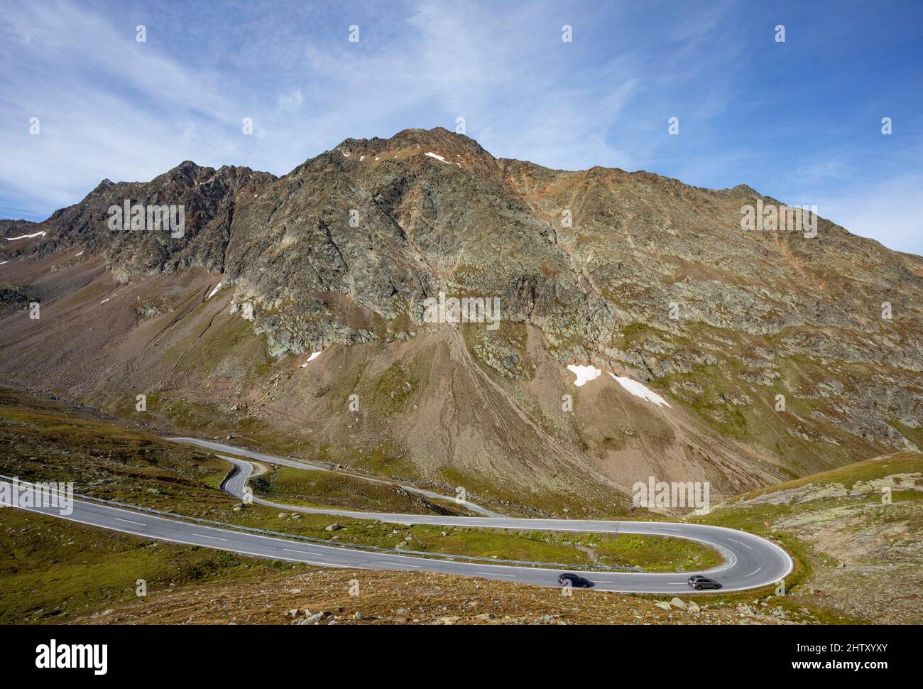 Timmelsjoch High Alpine Road, Passo del Rombo, Pass Road entre Tyrol et Tyrol du Sud, Alpes d'Oetztal, Oetztal, Tyrol, Autriche Banque D'Images