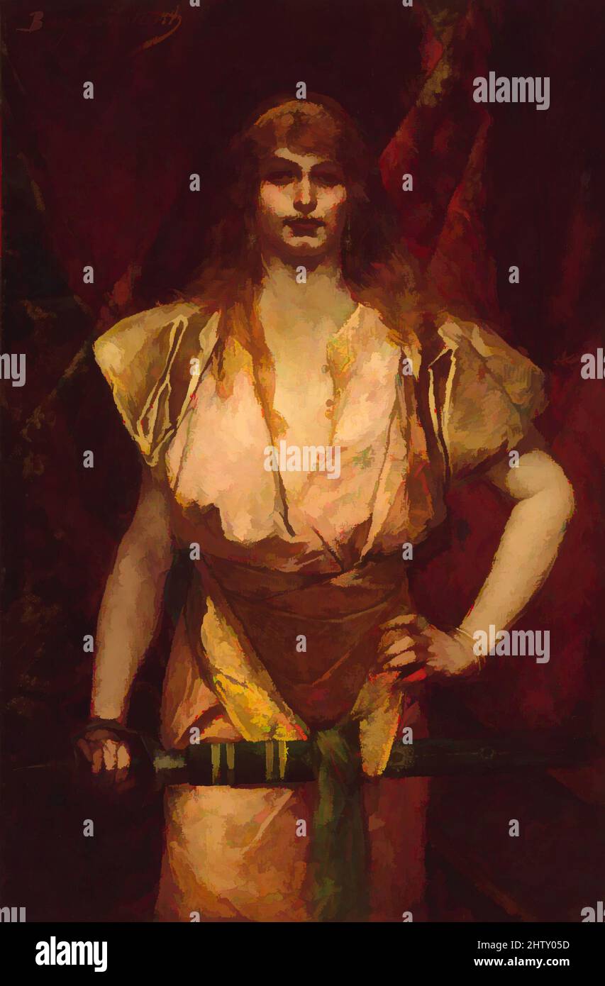 Art inspiré par Judith, peut-être ca. 1886, huile sur toile, 47 1/2 x 31 1/2 in. (120,7 x 80 cm), peintures, Benjamin-constant (Jean-Joseph-Benjamin constant) (Français, Paris 1845–1902 Paris), peintes dans des tons rouges et dorés, cette figure exotique témoigne de l’estime de Benjamin-constant, œuvres classiques modernisées par Artotop avec une touche de modernité. Formes, couleur et valeur, impact visuel accrocheur sur l'art émotions par la liberté d'œuvres d'art d'une manière contemporaine. Un message intemporel qui cherche une nouvelle direction créative. Artistes qui se tournent vers le support numérique et créent le NFT Artotop Banque D'Images