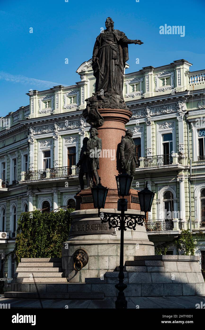 Statue, Monument en l'honneur de la Tsarina russe Catherine II, Odessa, Ukraine Banque D'Images