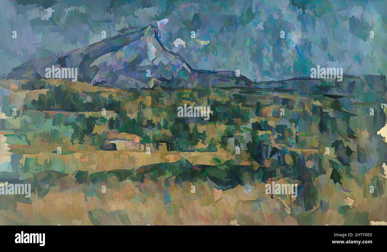 Art inspiré par le Mont Sainte-victoire, env. 1902–6, huile sur toile, 22 1/2 x 38 1/4 in. (57,2 x 97,2 cm), peintures, Paul Cézanne (français, Aix-en-Provence 1839–1906 Aix-en-Provence), Cézanne y a travaillé, l'une des plus grandes photos du Mont Sainte-victoire, sur une longueur considérable, oeuvres classiques modernisées par Artotop avec une touche de modernité. Formes, couleur et valeur, impact visuel accrocheur sur l'art émotions par la liberté d'œuvres d'art d'une manière contemporaine. Un message intemporel qui cherche une nouvelle direction créative. Artistes qui se tournent vers le support numérique et créent le NFT Artotop Banque D'Images