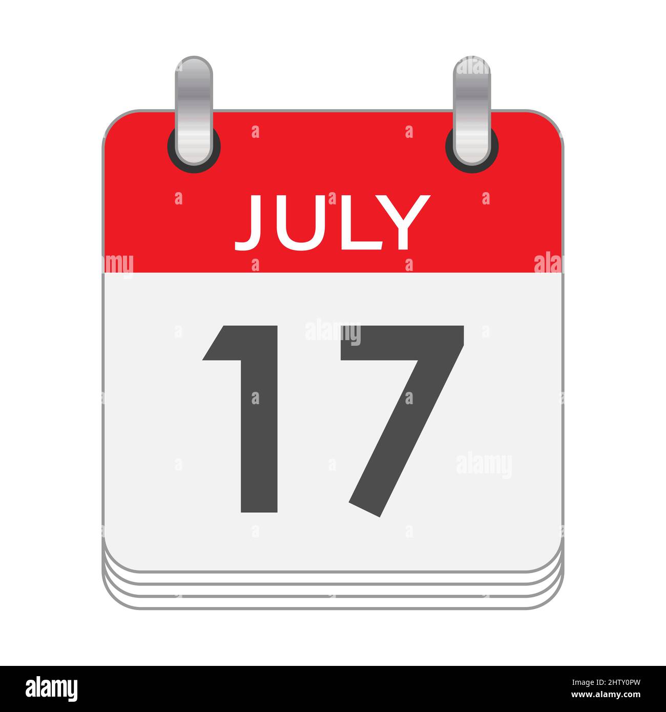 JUILLET 17. Une feuille du calendrier de flip avec la date de JUILLET 17. Style plat. Illustration de Vecteur