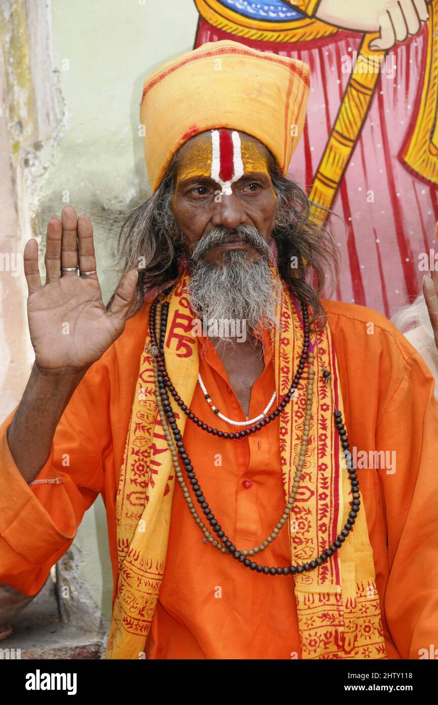 Sadhu, Saint, Udaipur, Rajasthan, Inde du Nord Banque D'Images