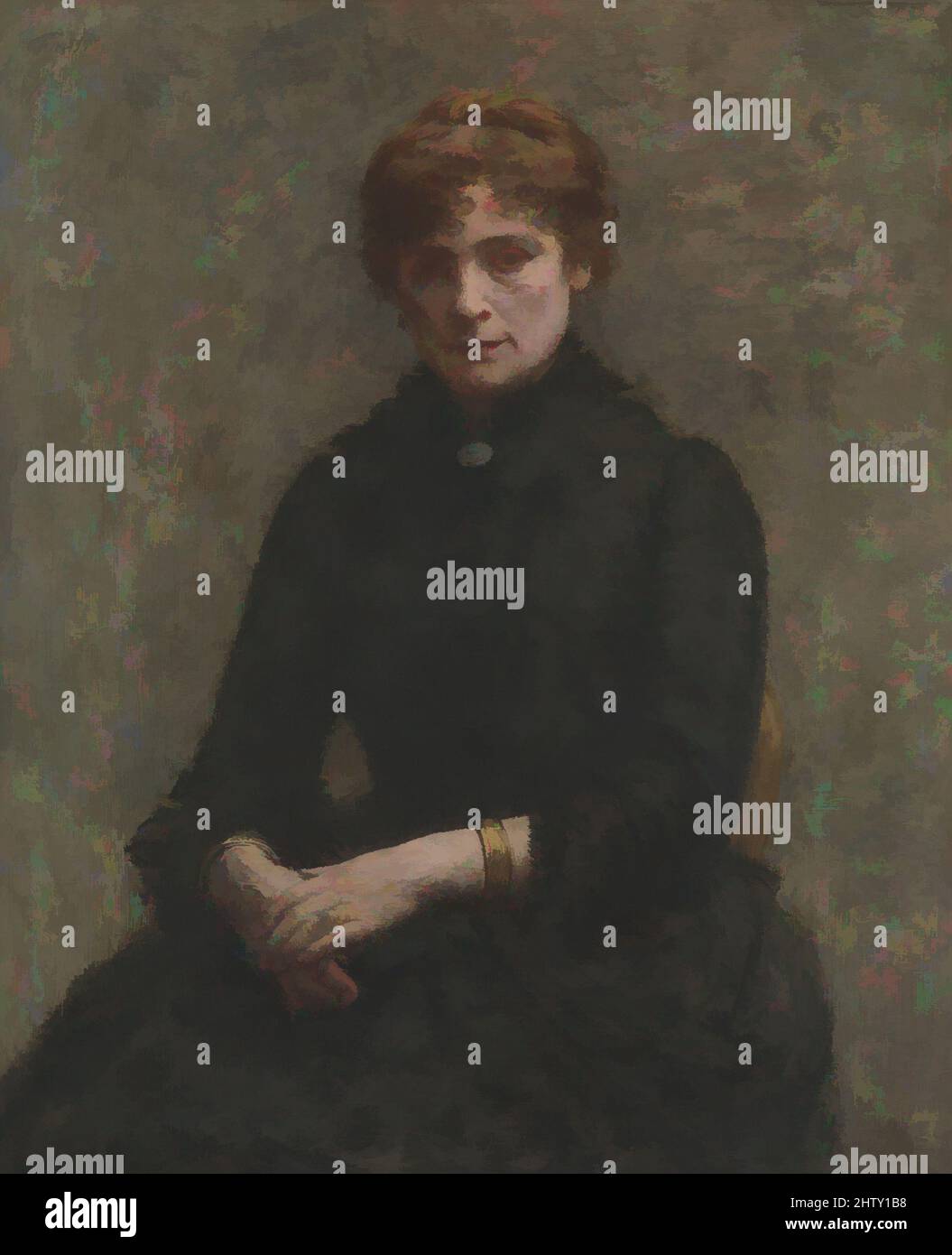 Art inspiré par Portrait d'une femme, 1885, huile sur toile, 39 1/2 x 32 po. (100,3 x 81,3 cm), tableaux, Henri Fantin-Latour (français, Grenoble 1836–1904 Buré), Un carnet de notes conservé par la femme de Fantin, aurait pour but de consigner les circonstances entourant cette photo. Le sitter s'appelle elle-même Mme, les œuvres classiques modernisées par Artotop avec un peu de modernité. Formes, couleur et valeur, impact visuel accrocheur sur l'art émotions par la liberté d'œuvres d'art d'une manière contemporaine. Un message intemporel qui cherche une nouvelle direction créative. Artistes qui se tournent vers le support numérique et créent le NFT Artotop Banque D'Images