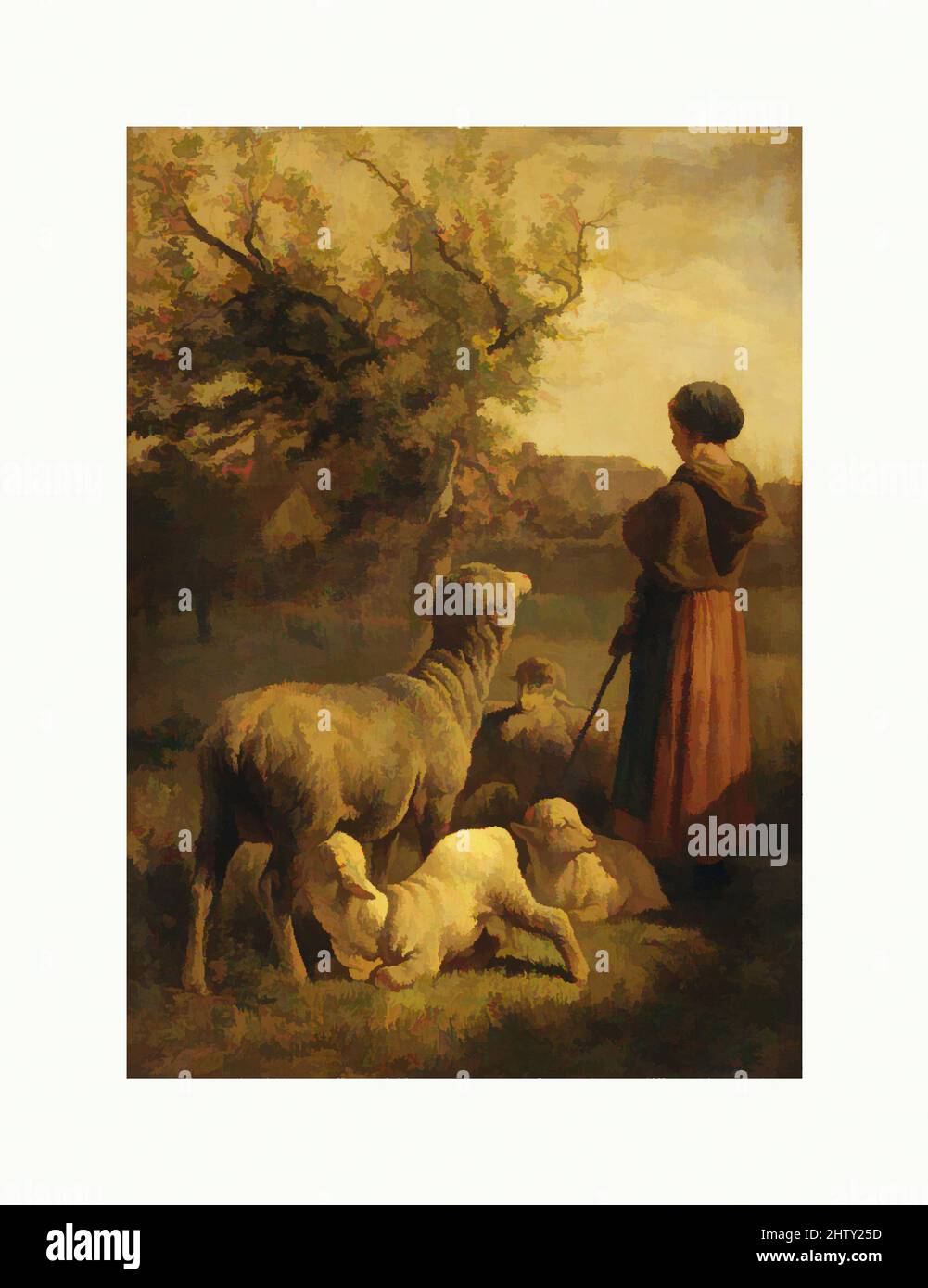 Art inspiré par Springtime, huile sur bois, 16 x 11 1/2 po (40,6 x 29,2 cm), peintures, Charles Jacque (français, Paris 1813–1894 Paris, oeuvres classiques modernisées par Artotop avec une touche de modernité. Formes, couleur et valeur, impact visuel accrocheur sur l'art émotions par la liberté d'œuvres d'art d'une manière contemporaine. Un message intemporel qui cherche une nouvelle direction créative. Artistes qui se tournent vers le support numérique et créent le NFT Artotop Banque D'Images