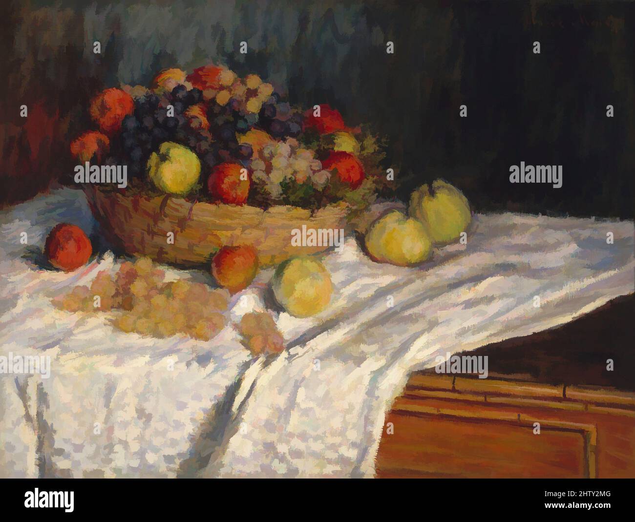 Art inspiré des pommes et des raisins, 1879–80, huile sur toile, 26 5/8 x  35 1/4 po. (67,6 x 89,5 cm), peintures, Claude Monet (français, Paris  1840–1926 Giverny), c'est l'une des trois