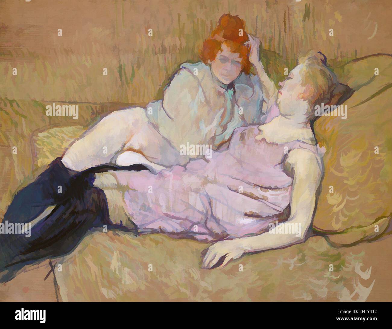 Art inspiré par le canapé, ca. 1894–96, huile sur carton, 24 3/4 x 31 7/8 in. (62,9 x 81 cm), peintures, Henri de Toulouse-Lautrec (français, Albi 1864–1901 Saint-André-du-Bois), Lautrec a mis en place une série de photos réalisées entre 1892 et 1896, œuvres classiques modernisées par Artotop avec une touche de modernité. Formes, couleur et valeur, impact visuel accrocheur sur l'art émotions par la liberté d'œuvres d'art d'une manière contemporaine. Un message intemporel qui cherche une nouvelle direction créative. Artistes qui se tournent vers le support numérique et créent le NFT Artotop Banque D'Images