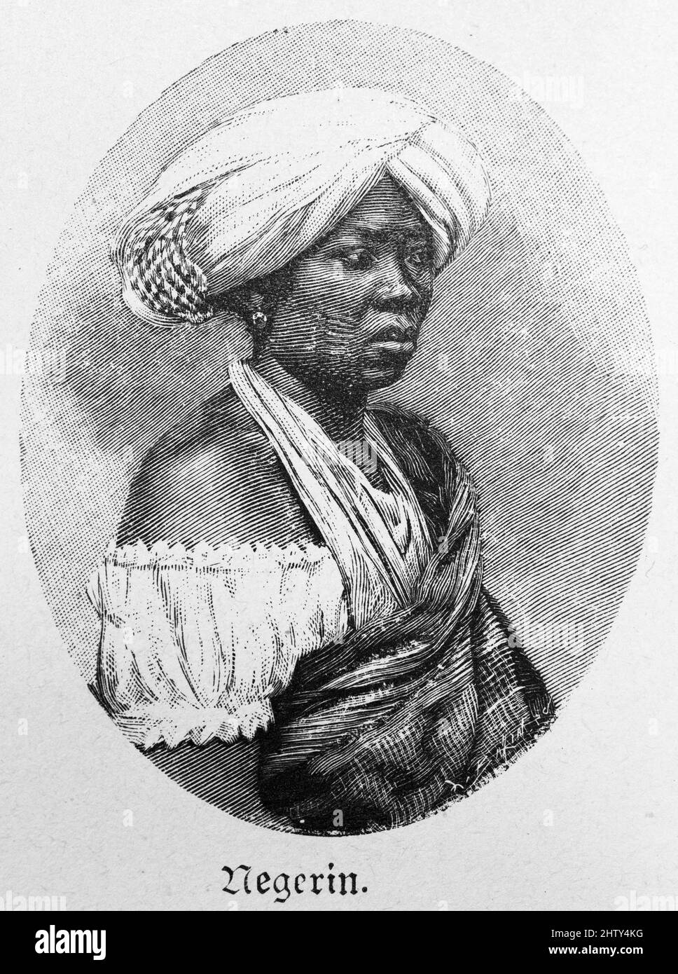 Portrait, femme, noir, turban, vue latérale, Peur, colonialisme, illustration historique de 1897, Rio de Janeiro, Brésil Banque D'Images