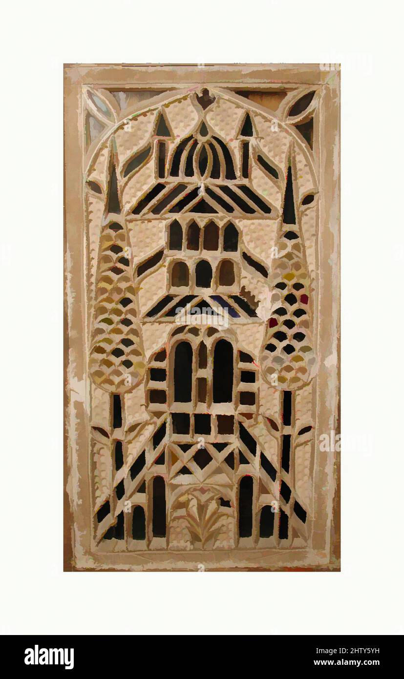 Art inspiré par Window, 18th siècle, attribué à l'Égypte ou à la Syrie, vitraux, gypse, fenêtre: H. 33 3/4 po. (85,7 cm), verre, oeuvres classiques modernisées par Artotop avec une touche de modernité. Formes, couleur et valeur, impact visuel accrocheur sur l'art émotions par la liberté d'œuvres d'art d'une manière contemporaine. Un message intemporel qui cherche une nouvelle direction créative. Artistes qui se tournent vers le support numérique et créent le NFT Artotop Banque D'Images