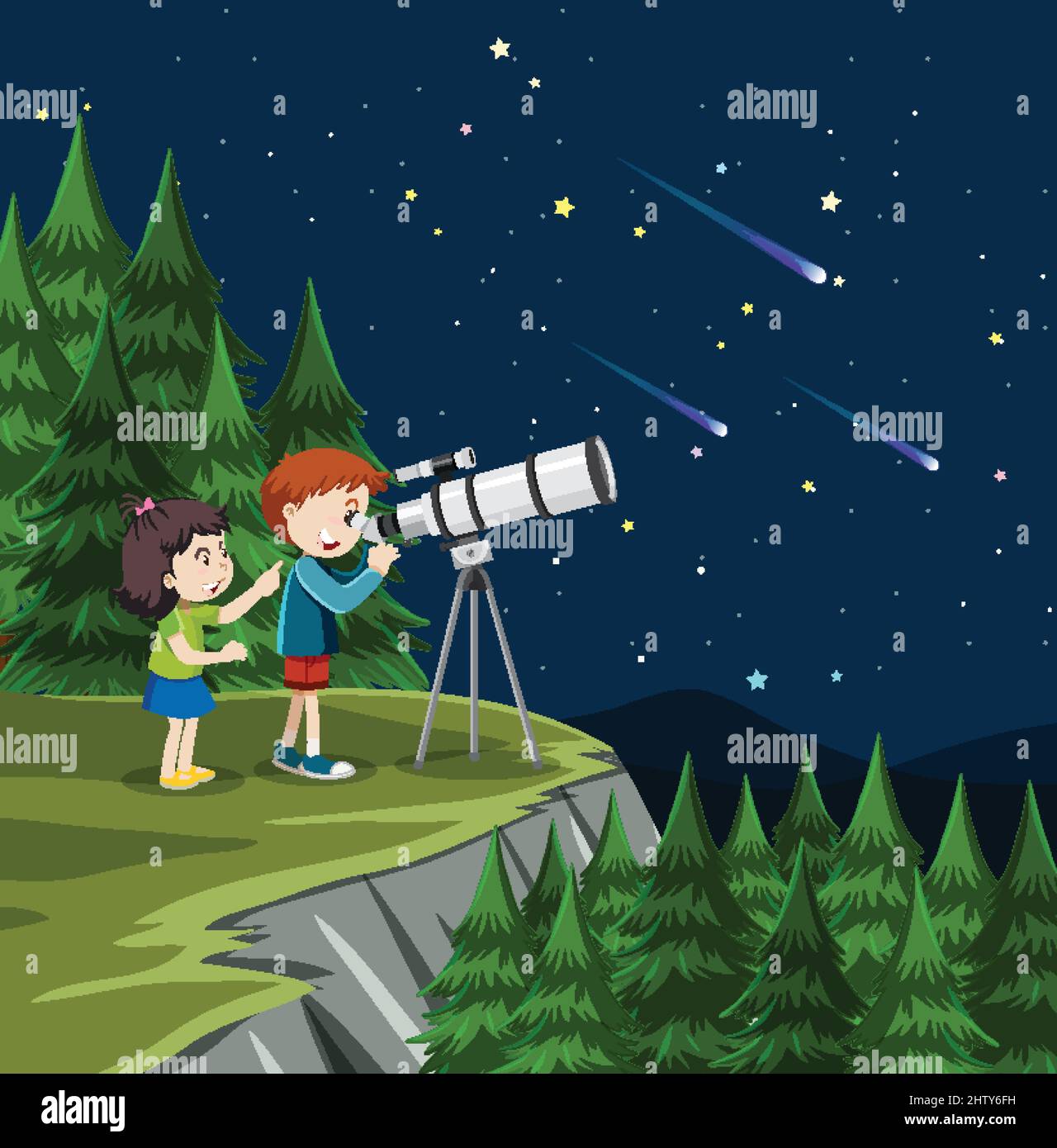 Un regard sur la planète avec l'illustration du télescope Illustration de Vecteur