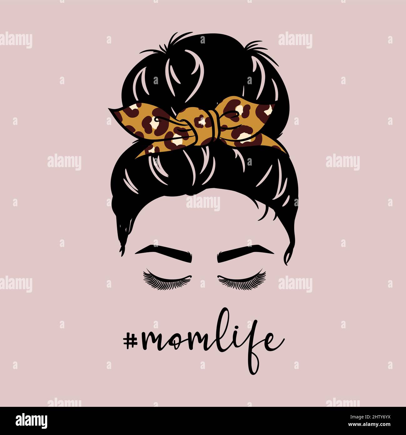 Style de pain salissant visage de femme avec noeud de léopard et lunettes Illustration de Vecteur