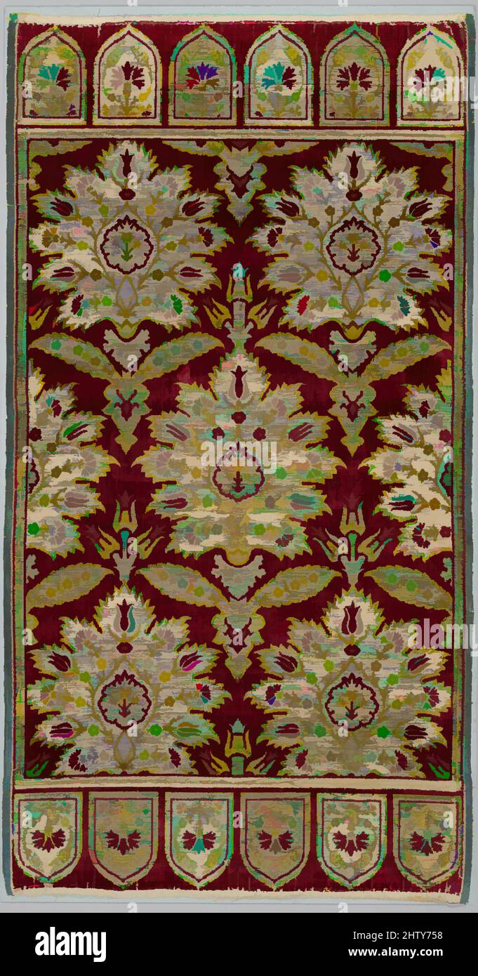 Art inspiré par la housse de coussin Yastik, env. 1600, attribué à la dinde, Bursa, soie, coton, Fils enrobés de métal; velours coupé et vidé (çatma), brocardé, textile a: H. 50 po. (127 cm), textiles-Woven, velours de soie rectangulaire, comme ce textile, aurait été utilisé pour couvrir, les œuvres classiques modernisées par Artotop avec une touche de modernité. Formes, couleur et valeur, impact visuel accrocheur sur l'art émotions par la liberté d'œuvres d'art d'une manière contemporaine. Un message intemporel qui cherche une nouvelle direction créative. Artistes qui se tournent vers le support numérique et créent le NFT Artotop Banque D'Images