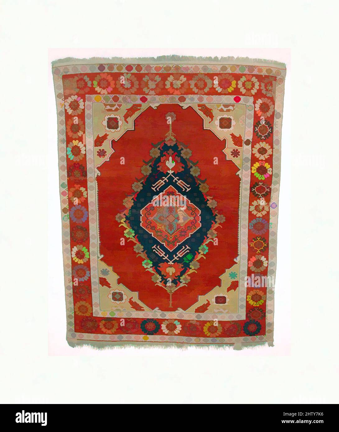 Art inspiré par le tapis de Transylvanie, probablement du 18th siècle,  attribué à la dinde, la laine (chaîne, trame et pile); Pieu noué  symétriquement, H. 65 1/2 po. (166,4 cm), textiles-tapis, oeuvres