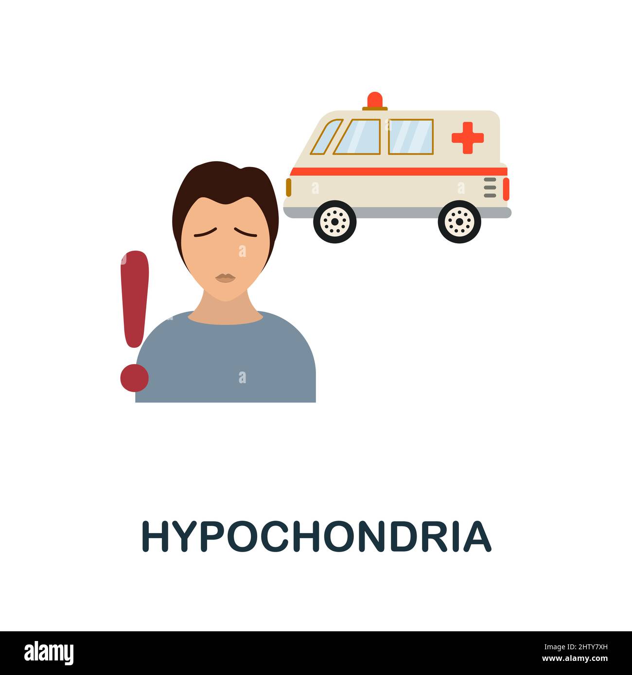Icône plate d'hypocondrie. Signe d'élément coloré de la collection de troubles psychologiques. Panneau d'icône d'hypocondrie plate pour le web design, infographiques et Illustration de Vecteur