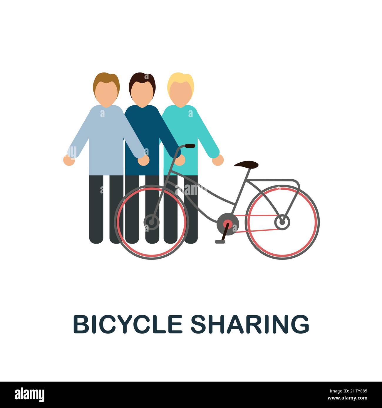 Icône de partage de vélo. Panneau d'élément coloré de la collection des transports en commun. Affiche d'icône de partage de vélo plat pour la conception Web, les infographies et plus encore Illustration de Vecteur