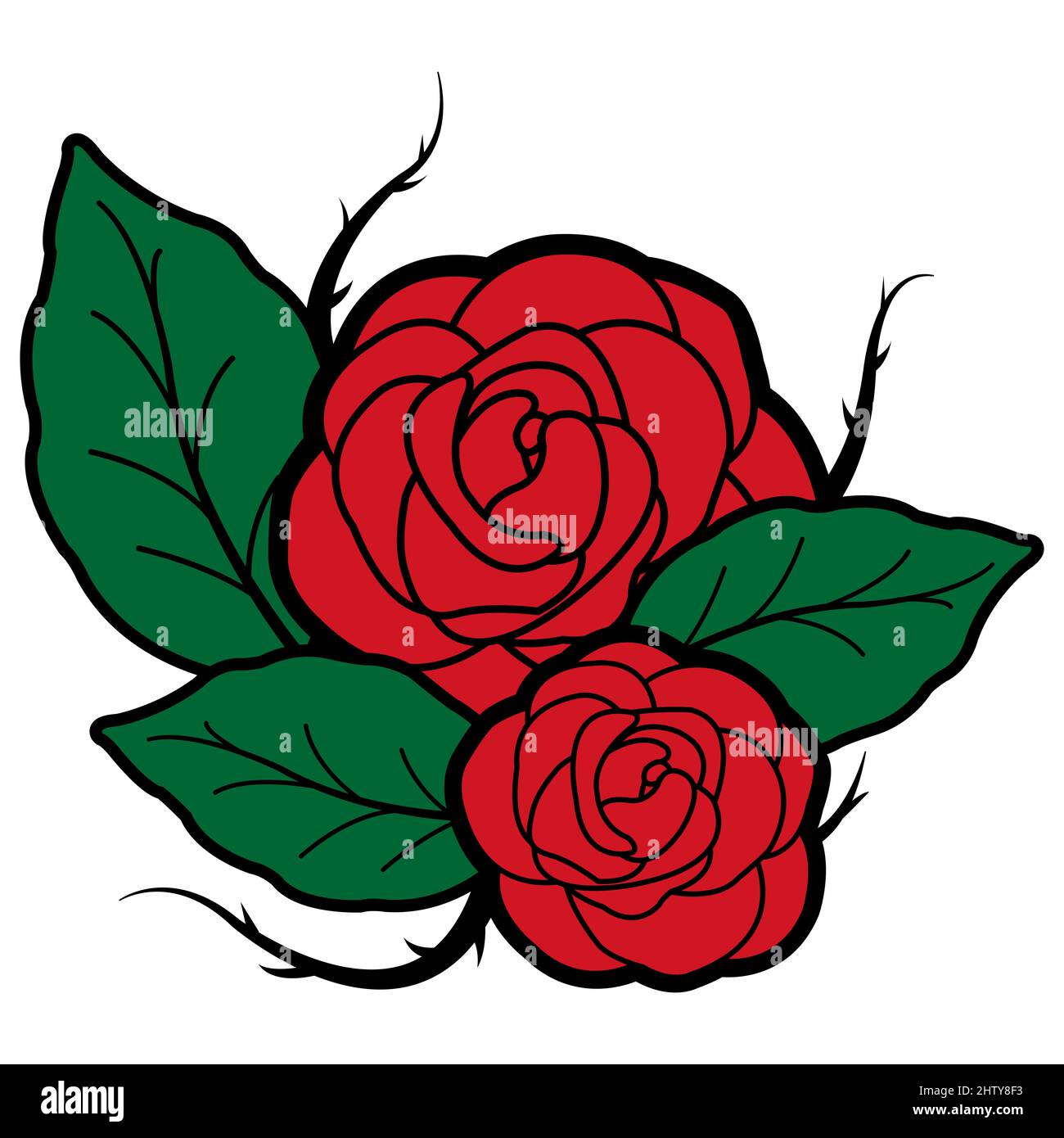 Roses de style tatouage rouge. Banque D'Images