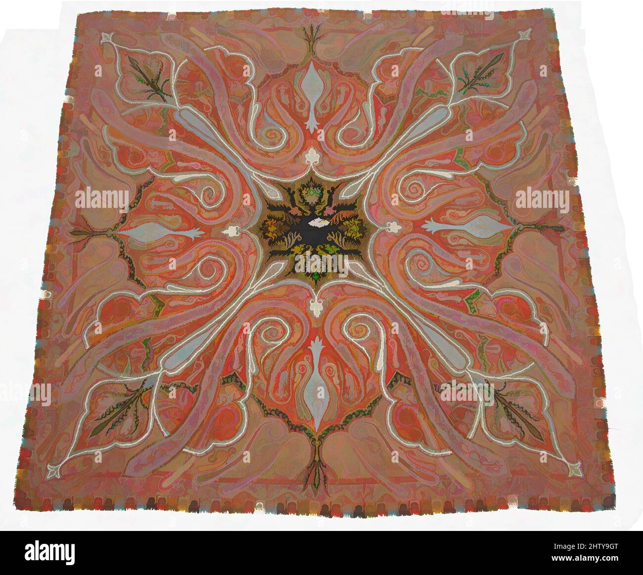 Art inspiré par Shawl, env. 1850–60, attribué à l'Inde, Cachemire, Laine; double entrelace sergé tapisserie, brodée, piecée, textile: L. 81in. (205,7 cm), textiles-costumes, oeuvres classiques modernisées par Artotop avec une touche de modernité. Formes, couleur et valeur, impact visuel accrocheur sur l'art émotions par la liberté d'œuvres d'art d'une manière contemporaine. Un message intemporel qui cherche une nouvelle direction créative. Artistes qui se tournent vers le support numérique et créent le NFT Artotop Banque D'Images