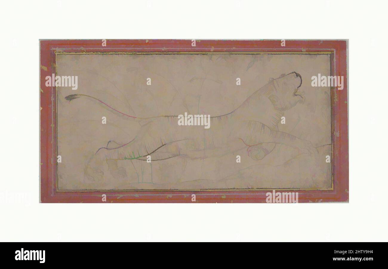 Art inspiré par Lion, 16th siècle, attribué à l'Iran, encre et or sur papier, H. 2 3/16 in. (5,6 cm), CODICES, oeuvres classiques modernisées par Artotop avec un peu de modernité. Formes, couleur et valeur, impact visuel accrocheur sur l'art émotions par la liberté d'œuvres d'art d'une manière contemporaine. Un message intemporel qui cherche une nouvelle direction créative. Artistes qui se tournent vers le support numérique et créent le NFT Artotop Banque D'Images