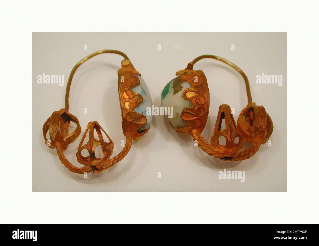 Art inspiré par Earring, 12th siècle, trouvé Iran, probablement Gurgan, fil d'or avec filigrane et pierre pâle, bijoux, oeuvres classiques modernisées par Artotop avec une touche de modernité. Formes, couleur et valeur, impact visuel accrocheur sur l'art émotions par la liberté d'œuvres d'art d'une manière contemporaine. Un message intemporel qui cherche une nouvelle direction créative. Artistes qui se tournent vers le support numérique et créent le NFT Artotop Banque D'Images