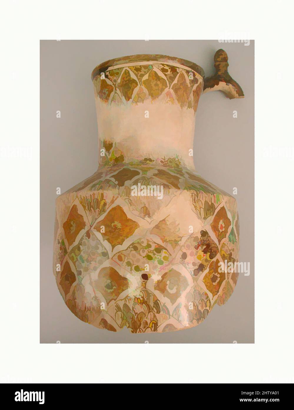 Art inspiré par l'égout fragmentaire, 9th siècle, fait en Irak, probablement Basra. Excavé en Irak, Samarra, faïence; polychrome lustré sur glacis blanc opaque, Max. h. 11 3/4 po (29,8 cm), céramique, les petits cercles remplissant certaines des sections de cette égout lustre à deux tons, les œuvres classiques modernisées par Artotop avec un peu de modernité. Formes, couleur et valeur, impact visuel accrocheur sur l'art émotions par la liberté d'œuvres d'art d'une manière contemporaine. Un message intemporel qui cherche une nouvelle direction créative. Artistes qui se tournent vers le support numérique et créent le NFT Artotop Banque D'Images