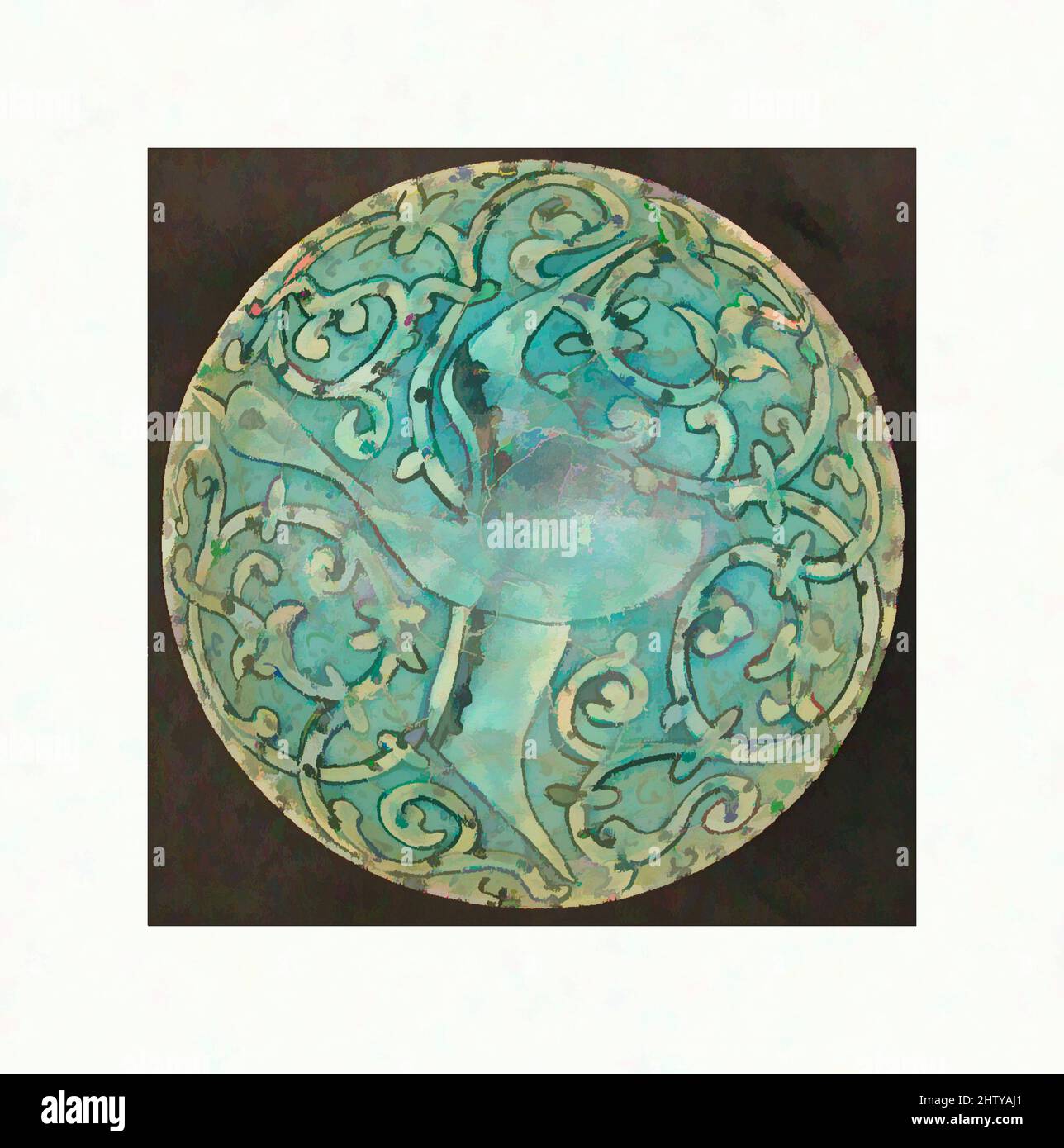 Art inspiré par Bowl, début du 14th siècle, attribué à l'Iran, Stonepaste; moulé et peint sous un vernis transparent, H. 2 13/16 po. (7,1 cm), céramique, oeuvres classiques modernisées par Artotop avec une touche de modernité. Formes, couleur et valeur, impact visuel accrocheur sur l'art émotions par la liberté d'œuvres d'art d'une manière contemporaine. Un message intemporel qui cherche une nouvelle direction créative. Artistes qui se tournent vers le support numérique et créent le NFT Artotop Banque D'Images