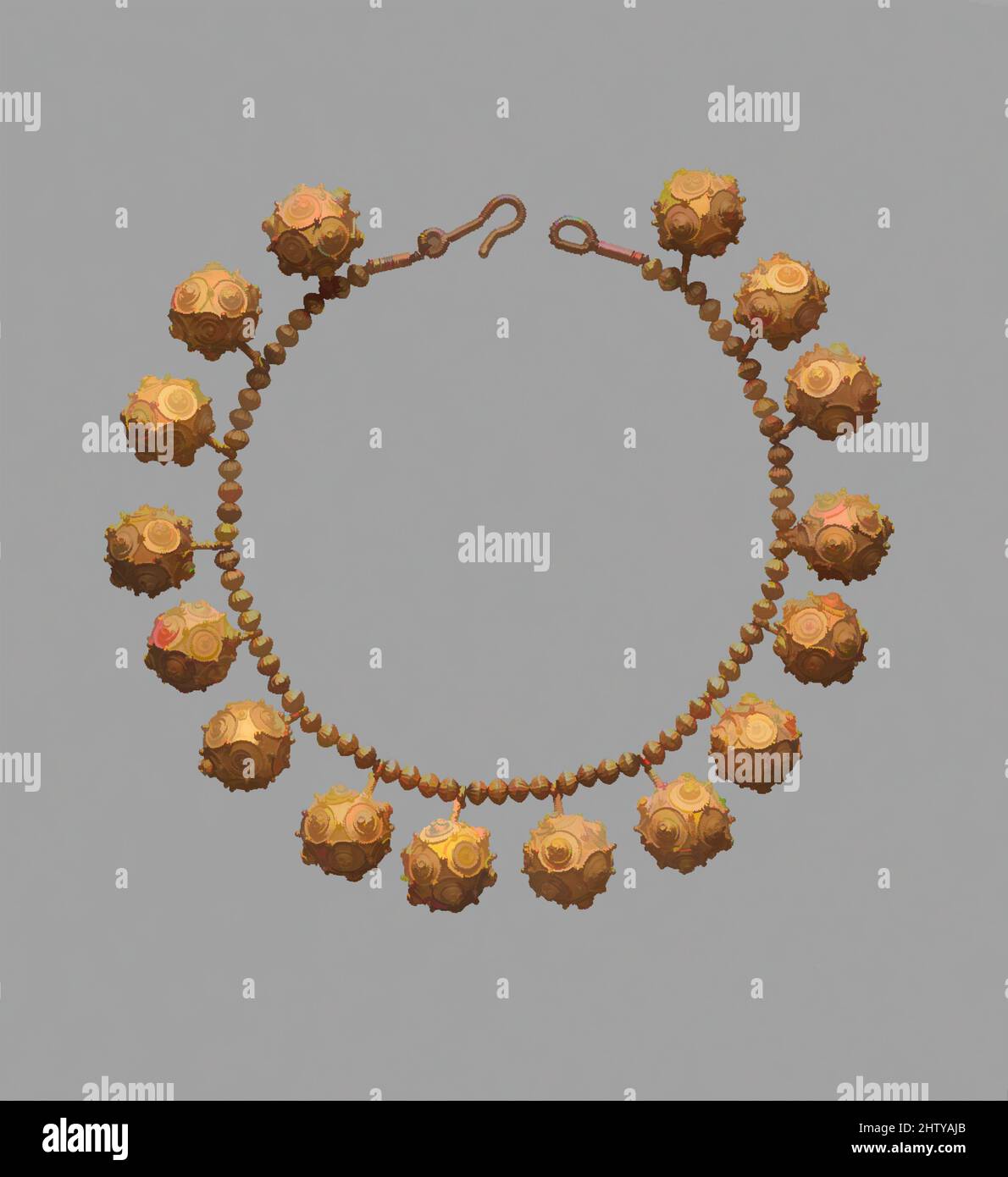 Art inspiré par collier, 11th siècle, pays d'origine Iran, Or; granulation,  H. 16 po. (40,6 cm), bijoux, hommes et femmes portaient des colliers en  argent et or à l'époque de Seljuq, mais