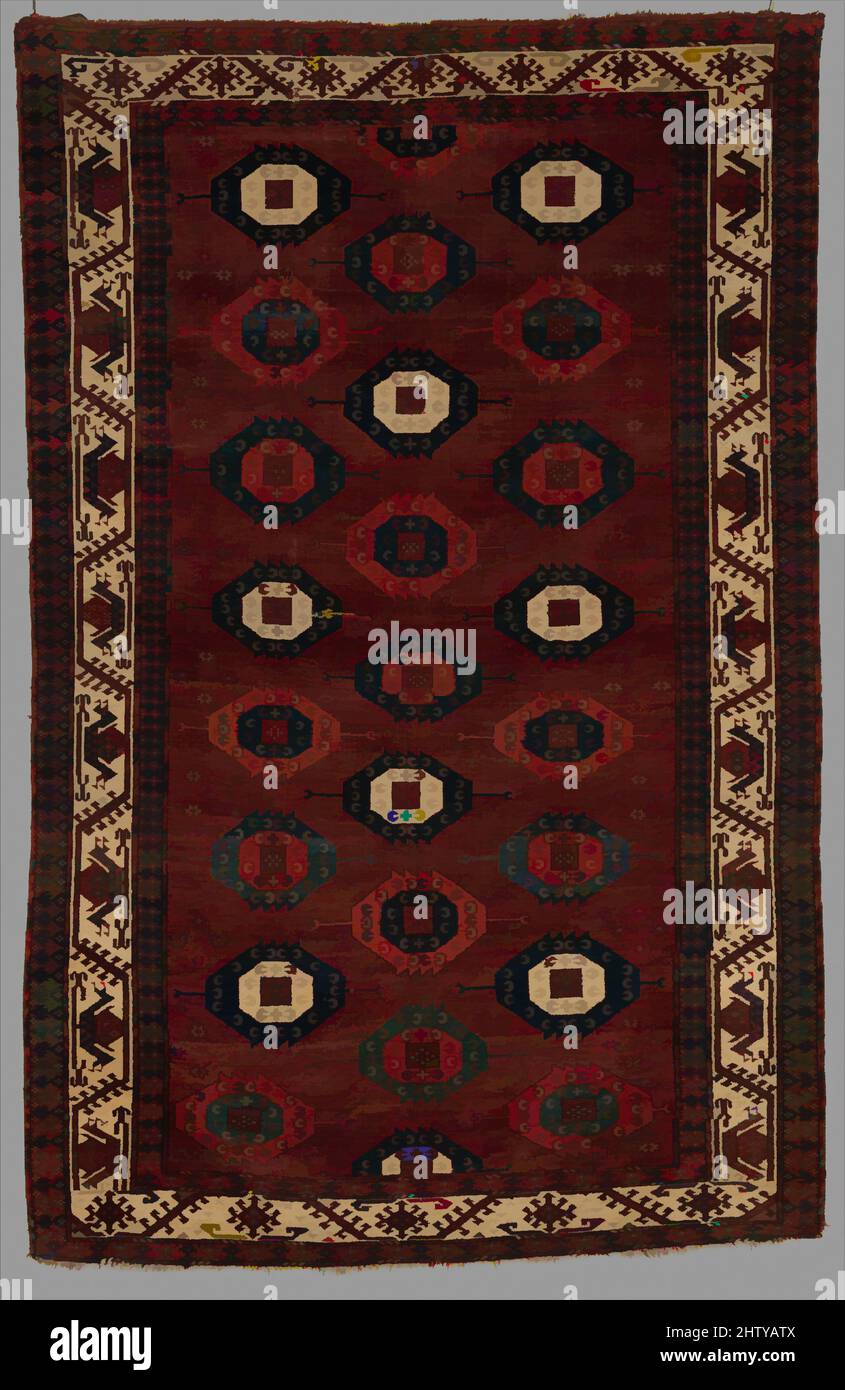 Art inspiré par Yomut main Carpet, probablement à la fin du 18th siècle, attribué à l'ouest du Turkménistan, Asie centrale, velours de laine sur la base de laine et de coton, H. 108 1/2 po. (275,6 cm), textiles-tapis, ce tapis était probablement tissé par un membre de la tribu Yomut d'Asie centrale. Les œuvres classiques décalées modernisées par Artotop avec une touche de modernité. Formes, couleur et valeur, impact visuel accrocheur sur l'art émotions par la liberté d'œuvres d'art d'une manière contemporaine. Un message intemporel qui cherche une nouvelle direction créative. Artistes qui se tournent vers le support numérique et créent le NFT Artotop Banque D'Images