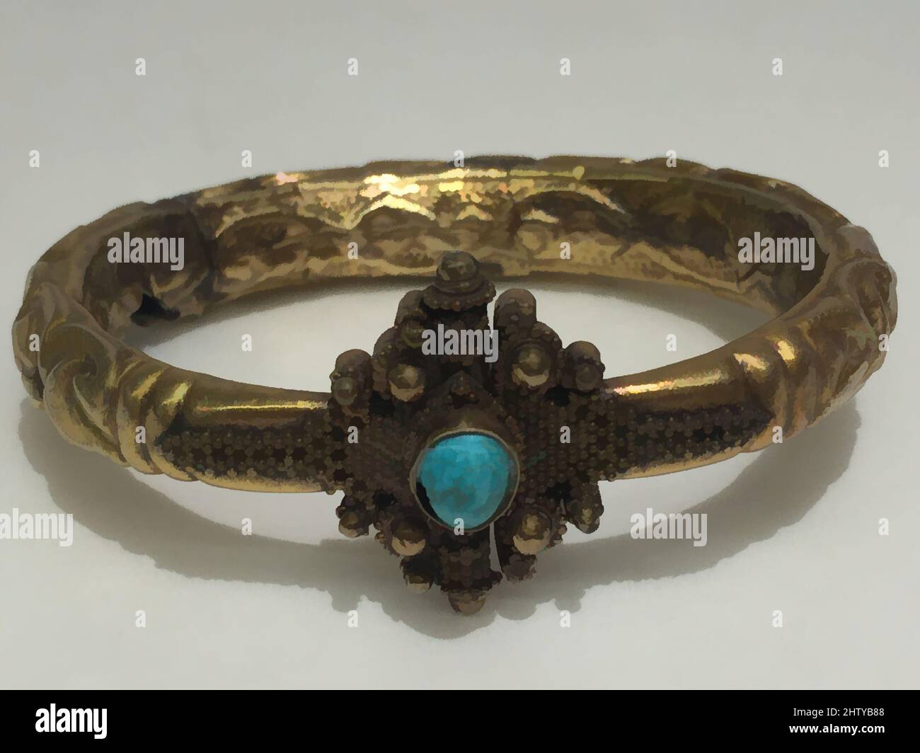 Art inspiré par Bracelet, 11th–12th siècle, attribué à la Syrie, Or, turquoise, Diam. 2-7/8' (7,3 cm), bijoux, oeuvres classiques modernisées par Artotop avec une touche de modernité. Formes, couleur et valeur, impact visuel accrocheur sur l'art émotions par la liberté d'œuvres d'art d'une manière contemporaine. Un message intemporel qui cherche une nouvelle direction créative. Artistes qui se tournent vers le support numérique et créent le NFT Artotop Banque D'Images