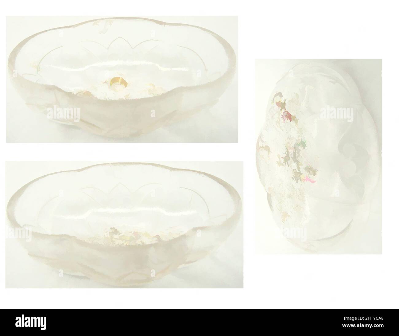 Art inspiré par le petit Lobed Bowl, 9th–10th siècle, peut-être d'Asie centrale, cristal de roche; sculpté, relief coupé, 5 x 10 po. (12,7 x 25,4 cm), Stone, le célèbre scientifique al-Biruni, écrivant au début du 11th siècle, rapporte que Bassora (Bassora) en Irak était un centre de cristal de roche, les œuvres classiques modernisées par Artotop avec un peu de modernité. Formes, couleur et valeur, impact visuel accrocheur sur l'art émotions par la liberté d'œuvres d'art d'une manière contemporaine. Un message intemporel qui cherche une nouvelle direction créative. Artistes qui se tournent vers le support numérique et créent le NFT Artotop Banque D'Images