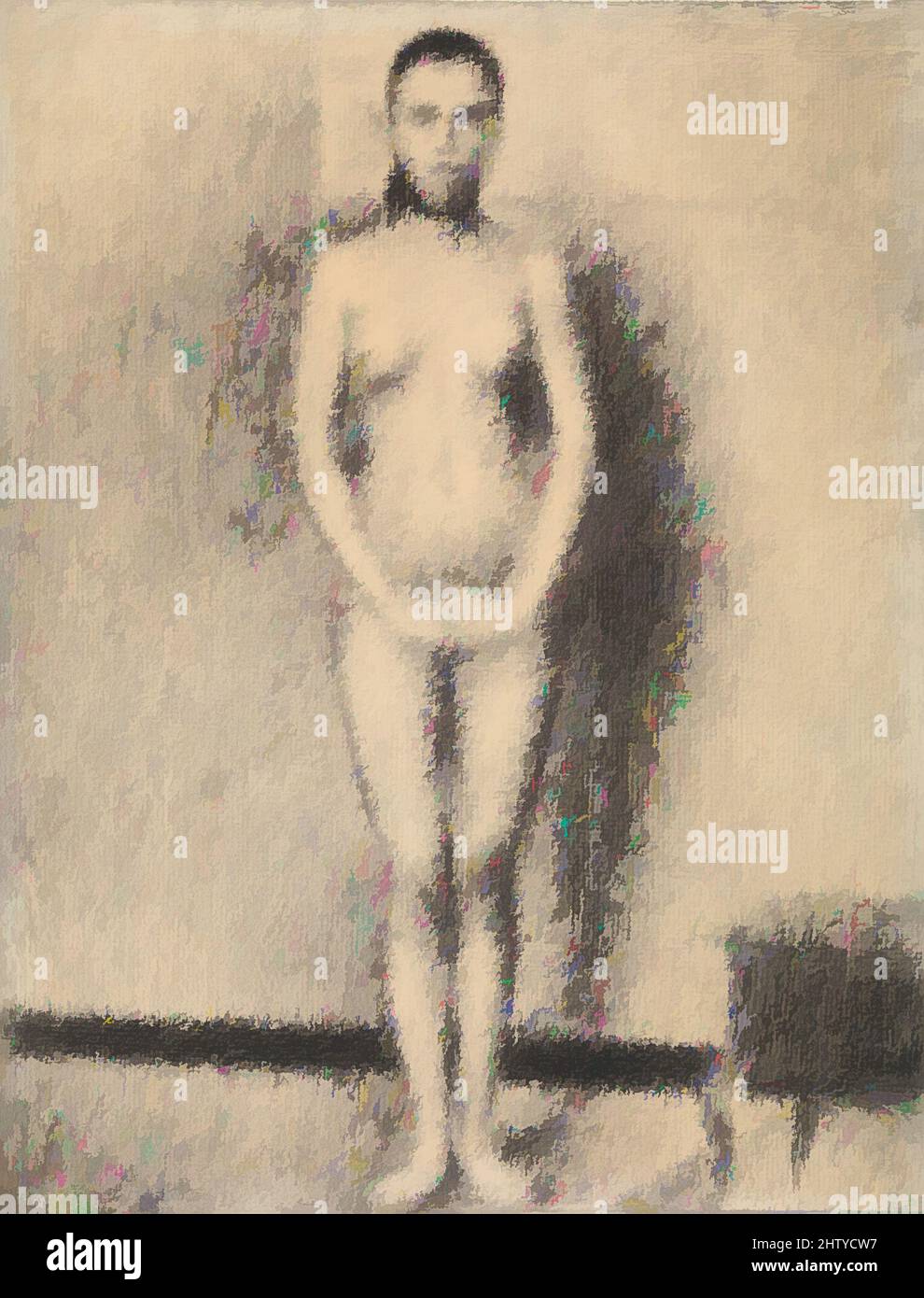 Art inspiré par l'étude pour « Poseuses », 1886-87, crayon Conté sur papier à poser, 11 11/16 x 8 7/8 po. (29,7 x 22,5 cm), dessins, Georges Seurat (français, Paris 1859–1891 Paris), ce dessin poétique est une preuve de la maîtrise de Seurat du crayon Conté, un milieu qui lui a permis de réaliser des œuvres riches et classiques modernisées par Artotop avec un peu de modernité. Formes, couleur et valeur, impact visuel accrocheur sur l'art émotions par la liberté d'œuvres d'art d'une manière contemporaine. Un message intemporel qui cherche une nouvelle direction créative. Artistes qui se tournent vers le support numérique et créent le NFT Artotop Banque D'Images