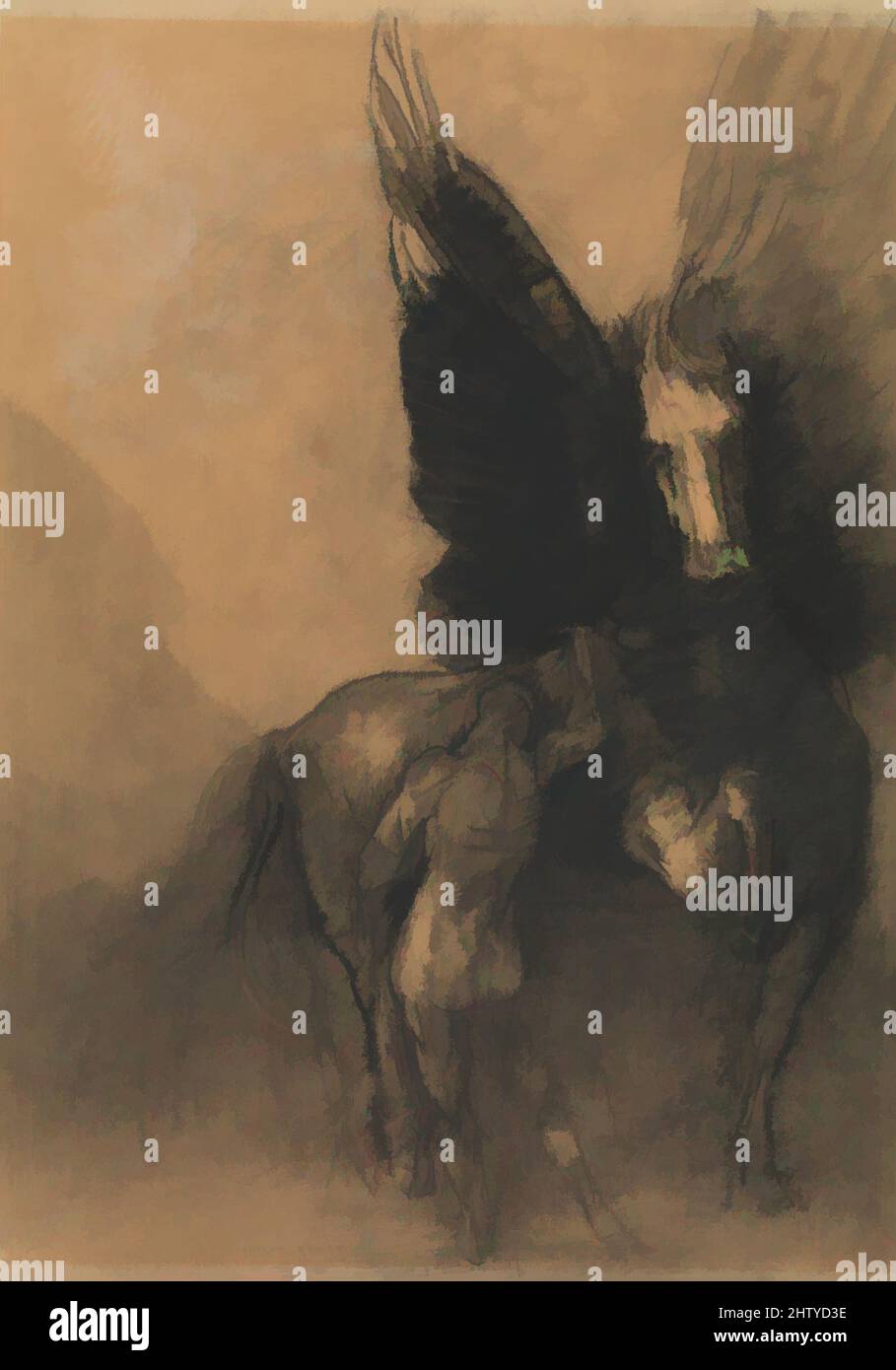 Art inspiré par Pegasus et Bellerophon, CA. 1888, charbon, charbon avec lavage à l'eau, craie blanche, crayon conté, et mise en évidence par effacement sur papier feutré bleuté, foncé, 21 1/8 x 14 3/16 po. (53,7 x 36,1 cm), dessins, Odilon Redon (français, Bordeaux 1840–1916 Paris, oeuvres classiques modernisées par Artotop avec une touche de modernité. Formes, couleur et valeur, impact visuel accrocheur sur l'art émotions par la liberté d'œuvres d'art d'une manière contemporaine. Un message intemporel qui cherche une nouvelle direction créative. Artistes qui se tournent vers le support numérique et créent le NFT Artotop Banque D'Images Art inspiré par Pegasus et Bellerophon, CA. 1888, charbon, charbon avec lavage à l'eau, craie blanche, crayon conté, et mise en évidence par effacement sur papier feutré bleuté, foncé, 21 1/8 x 14 3/16 po. (53,7 x 36,1 cm), dessins, Odilon Redon (français, Bordeaux 1840–1916 Paris, oeuvres classiques modernisées par Artotop avec une touche de modernité. Formes, couleur et valeur, impact visuel accrocheur sur l'art émotions par la liberté d'œuvres d'art d'une manière contemporaine. Un message intemporel qui cherche une nouvelle direction créative. Artistes qui se tournent vers le support numérique et créent le NFT Artotop Banque D'Images