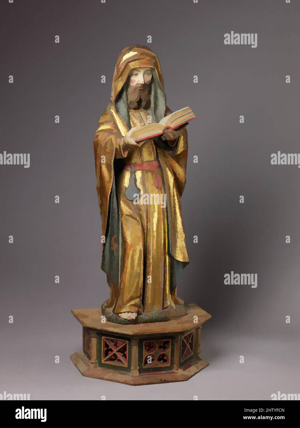 Art inspiré par Saint Matthew, CA. 1470, Brabant (Diest ou Louvain?), Noyer (solide) avec plus tard polychromie et dorure., H. 67,3 cm., Sculpture-Bois, Brabant (Diest ou Louvain, oeuvres classiques modernisées par Artotop avec une touche de modernité. Formes, couleur et valeur, impact visuel accrocheur sur l'art émotions par la liberté d'œuvres d'art d'une manière contemporaine. Un message intemporel qui cherche une nouvelle direction créative. Artistes qui se tournent vers le support numérique et créent le NFT Artotop Banque D'Images