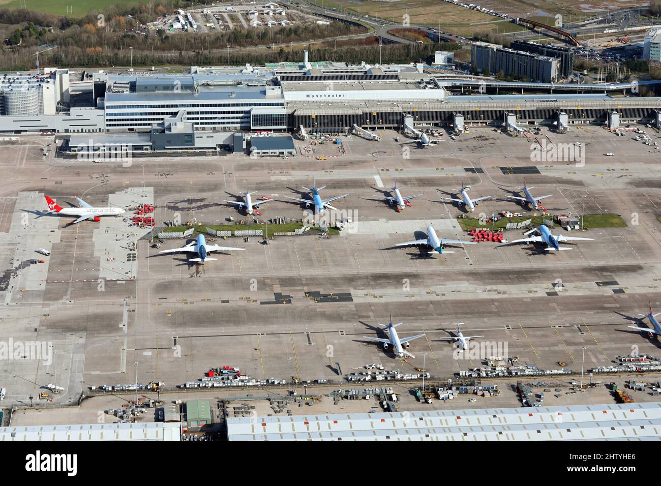Vue aérienne de l'aéroport international de Manchester Banque D'Images