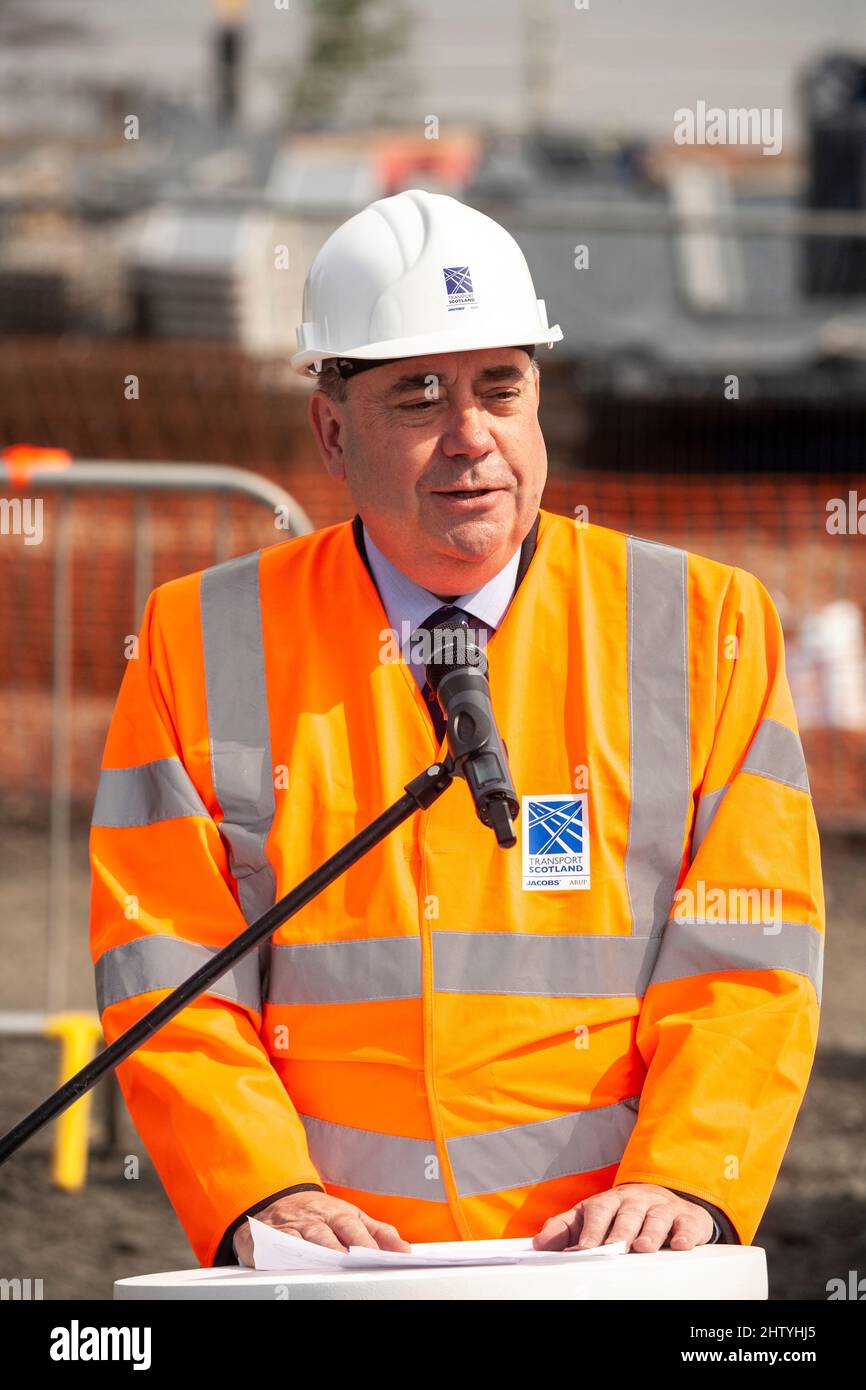 Alex Salmond lors de la cérémonie de désignation du Queensferry Crossing, en Écosse Banque D'Images