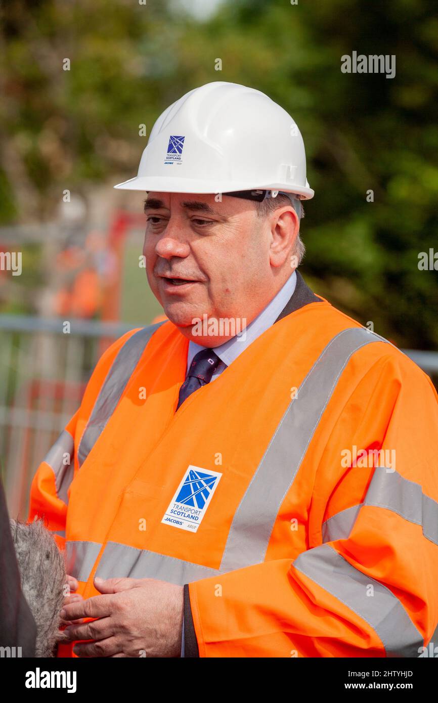 Alex Salmond lors de la cérémonie de désignation du Queensferry Crossing, en Écosse Banque D'Images