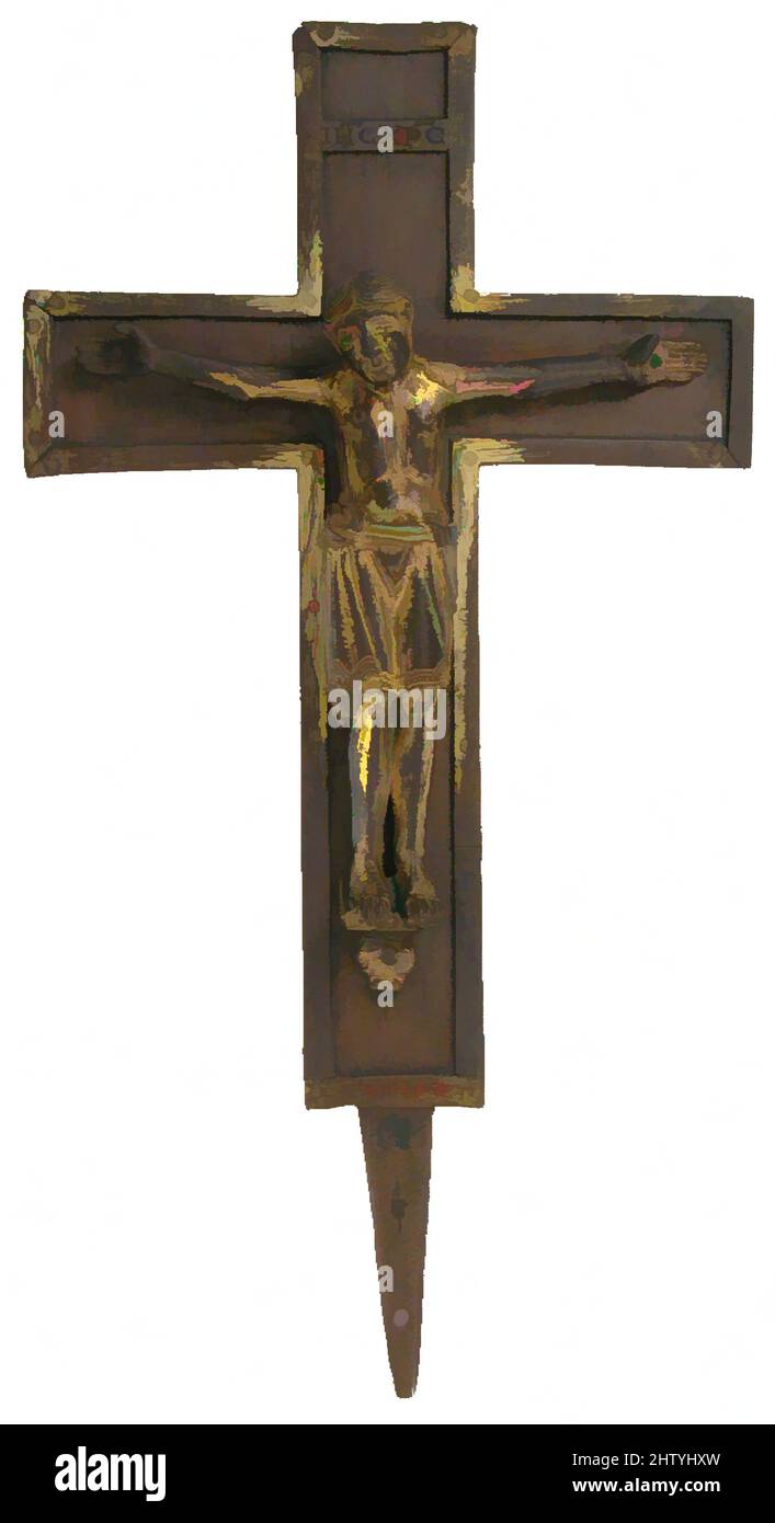 Art inspiré par Crucifix, 1125–50, fabriqué en Westphalie ou Basse-Saxe, Allemagne, allemand, alliage de cuivre, dorure, Total : 12 5/8 x 6 5/8 x 1 11/16 pouces (32 x 16,9 x 4,3 cm), alliage métal-cuivre, l'inverse de cette croix révèle sa décoration dorée originale, les œuvres classiques modernisées par Artotop avec une touche de modernité. Formes, couleur et valeur, impact visuel accrocheur sur l'art émotions par la liberté d'œuvres d'art d'une manière contemporaine. Un message intemporel qui cherche une nouvelle direction créative. Artistes qui se tournent vers le support numérique et créent le NFT Artotop Banque D'Images