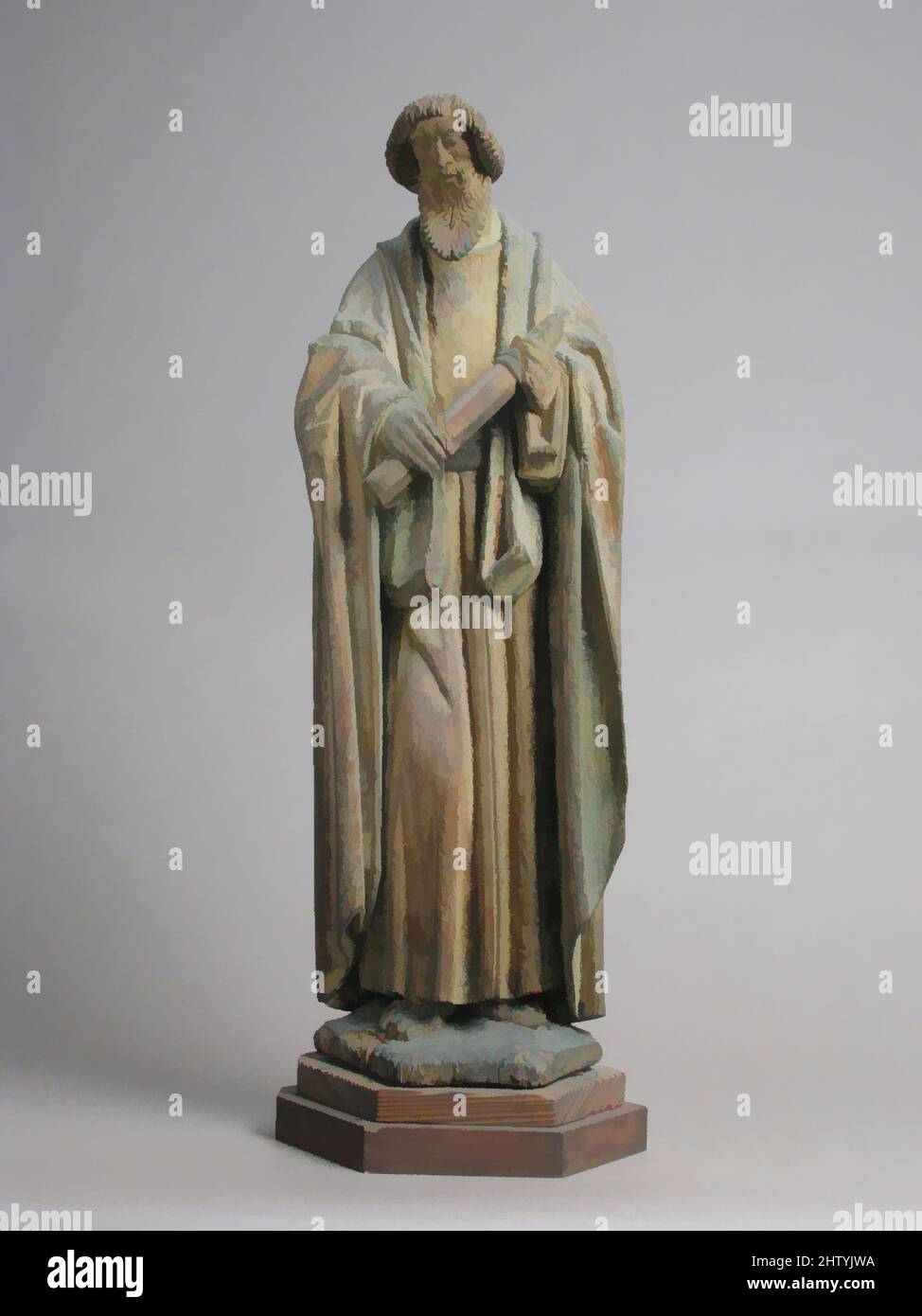 Art inspiré par Saint Andrew (?), ca. 1500, Netherlandish du Nord, Chêne avec des traces de polychromie et de dorure, total : 25 3/4 x 9 1/4 x 5 5/16in. (65,4 x 23,5 x 13,5cm), Sculpture-Bois, oeuvres classiques modernisées par Artotop avec une touche de modernité. Formes, couleur et valeur, impact visuel accrocheur sur l'art émotions par la liberté d'œuvres d'art d'une manière contemporaine. Un message intemporel qui cherche une nouvelle direction créative. Artistes qui se tournent vers le support numérique et créent le NFT Artotop Banque D'Images