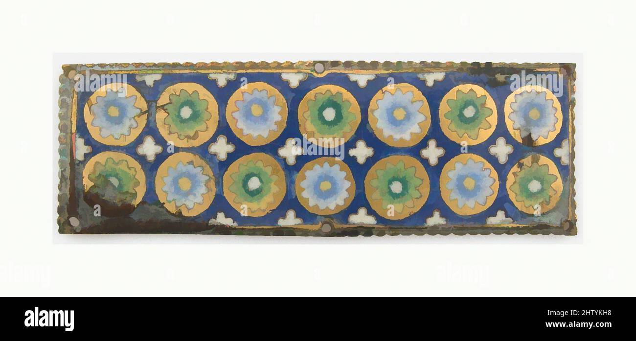 Art inspiré par la plaque d'un sanctuaire reliquaire, ca. 1185, fabriqué à Cologne, Allemagne, allemand, émail de Champlevé et de cloisonné, alliage de cuivre, doré, total: 3 3/8 x 1 1/8 x 1/8 po. (8,6 x 2,8 x 0,3 cm), émaux-Champlevé, parmi les objets les plus splendides des grandes églises de Cologne sont, oeuvres classiques modernisées par Artotop avec un peu de modernité. Formes, couleur et valeur, impact visuel accrocheur sur l'art émotions par la liberté d'œuvres d'art d'une manière contemporaine. Un message intemporel qui cherche une nouvelle direction créative. Artistes qui se tournent vers le support numérique et créent le NFT Artotop Banque D'Images