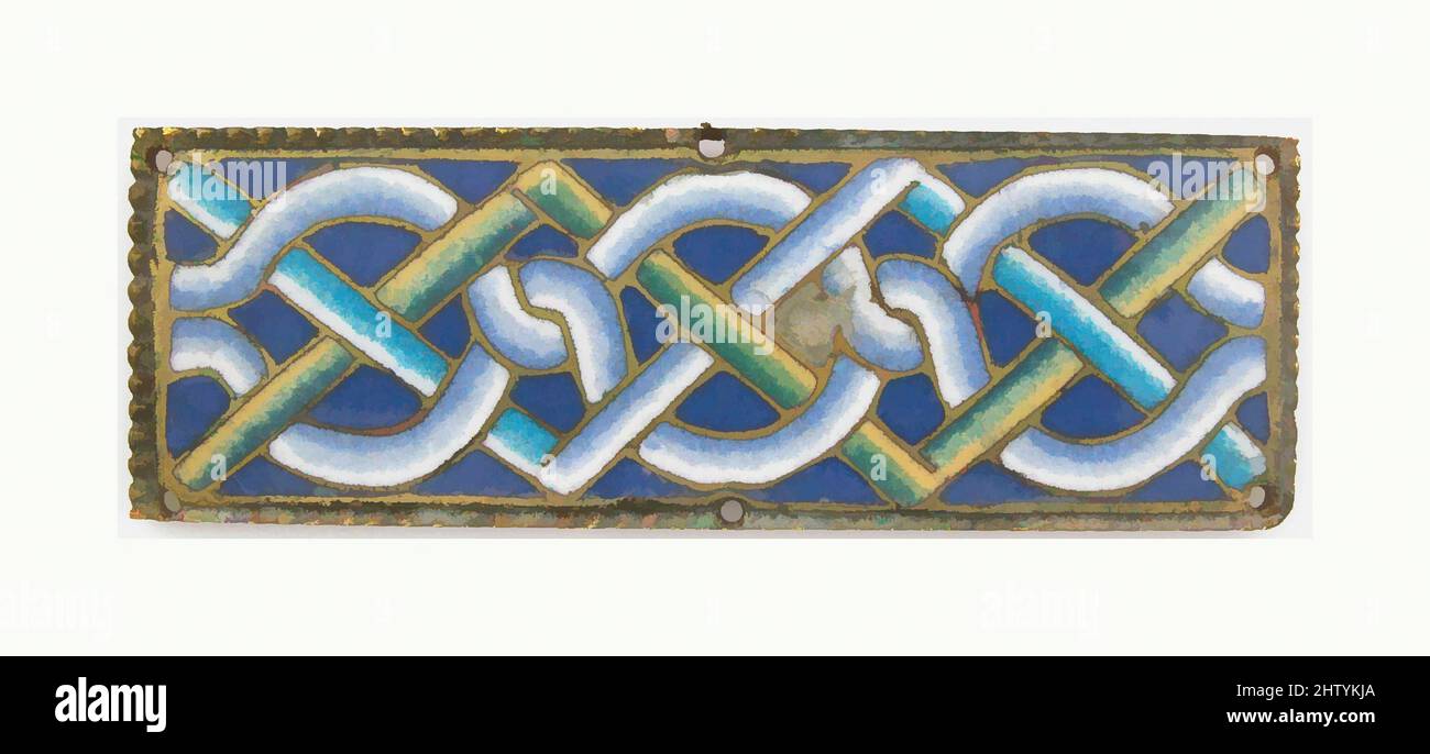 Art inspiré par la plaque d'un sanctuaire reliquaire, 1160–80, fabriqué à Cologne probablement, Allemagne, allemand, émail de Champlevé, alliage de cuivre, Doré, total : 3 3/8 x 1 1/8 x 1/8 po. (8,6 x 2,9 x 0,3 cm), émaux-Champlevé, parmi les objets les plus splendides des grandes églises de Cologne sont de grandes œuvres classiques modernisées par Artotop avec une touche de modernité. Formes, couleur et valeur, impact visuel accrocheur sur l'art émotions par la liberté d'œuvres d'art d'une manière contemporaine. Un message intemporel qui cherche une nouvelle direction créative. Artistes qui se tournent vers le support numérique et créent le NFT Artotop Banque D'Images