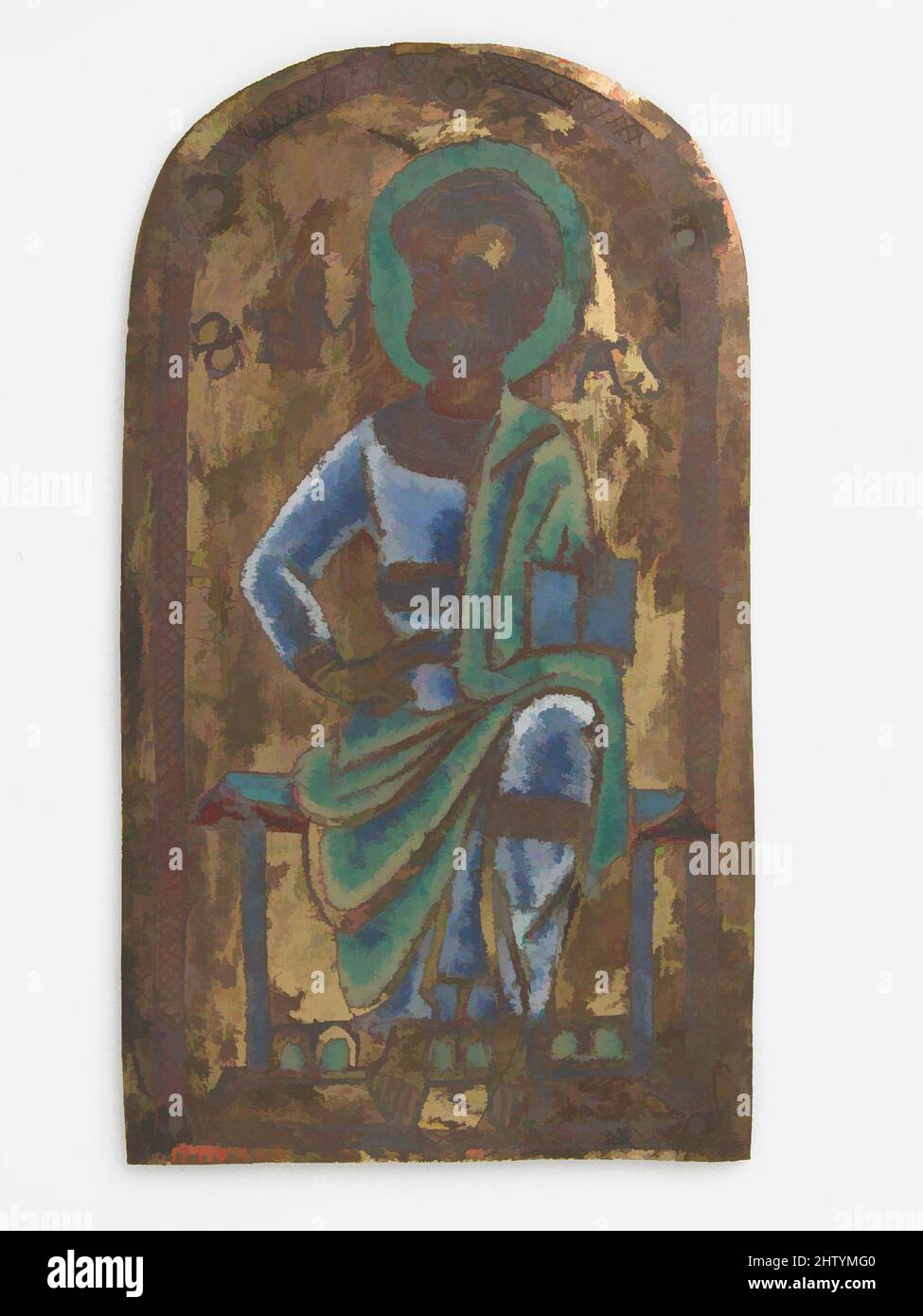Art inspiré de la plaque de Saint-Thomas, mi-12th siècle, rhénane inférieur ou saxon, émail de Champlevé, dorure de cuivre, total : 5 1/16 x 2 7/8 x 1/16 po. (12,9 x 7,3 x 0,2 cm), émaux-Champlevé, oeuvres classiques modernisées par Artotop avec une touche de modernité. Formes, couleur et valeur, impact visuel accrocheur sur l'art émotions par la liberté d'œuvres d'art d'une manière contemporaine. Un message intemporel qui cherche une nouvelle direction créative. Artistes qui se tournent vers le support numérique et créent le NFT Artotop Banque D'Images
