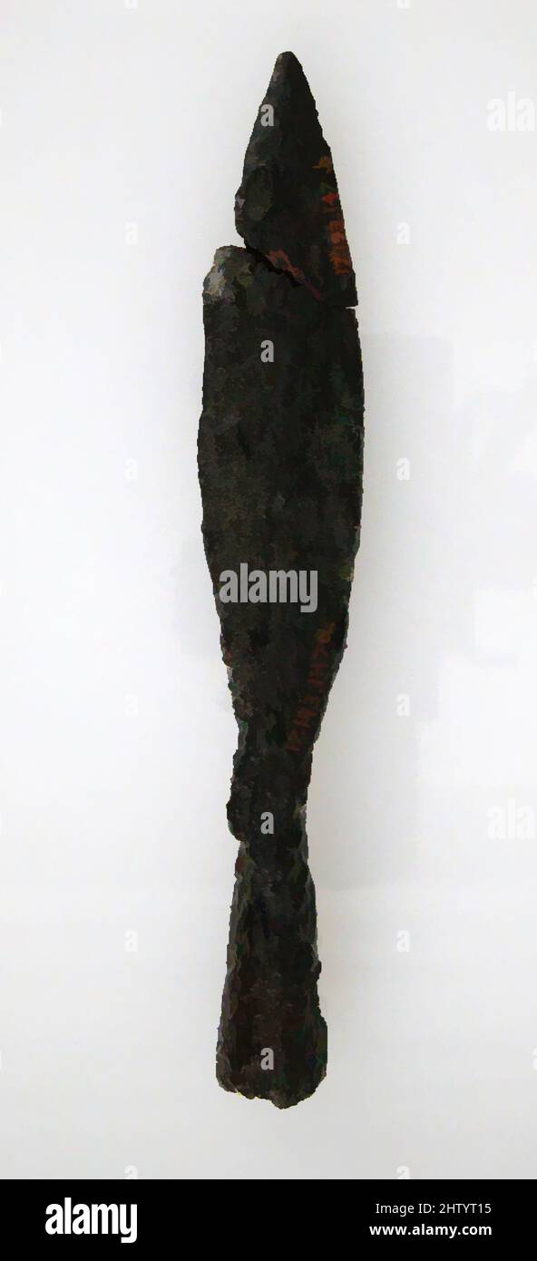 Art inspiré par Small Spearhead, 500–600, fabriqué à Niederbreisig, Allemagne, Frankish, Fer, total : 5 1/16 x 3/4 x 1/2 po. (12,8 x 1,9 x 1,2 cm), Metalwork-Iron, œuvres classiques modernisées par Artotop avec une touche de modernité. Formes, couleur et valeur, impact visuel accrocheur sur l'art émotions par la liberté d'œuvres d'art d'une manière contemporaine. Un message intemporel qui cherche une nouvelle direction créative. Artistes qui se tournent vers le support numérique et créent le NFT Artotop Banque D'Images