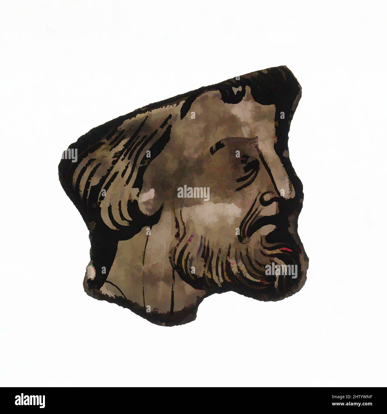 Art inspiré par le profil d'un homme barbu, ca. 1235, fabriqué à Rouen, France, Français, verre en pot, Peinture vitreuse, tache sur le dos, globale : 2 1/2 po (6,4 cm), vitraux, oeuvres classiques modernisées par Artotop avec une touche de modernité. Formes, couleur et valeur, impact visuel accrocheur sur l'art émotions par la liberté d'œuvres d'art d'une manière contemporaine. Un message intemporel qui cherche une nouvelle direction créative. Artistes qui se tournent vers le support numérique et créent le NFT Artotop Banque D'Images