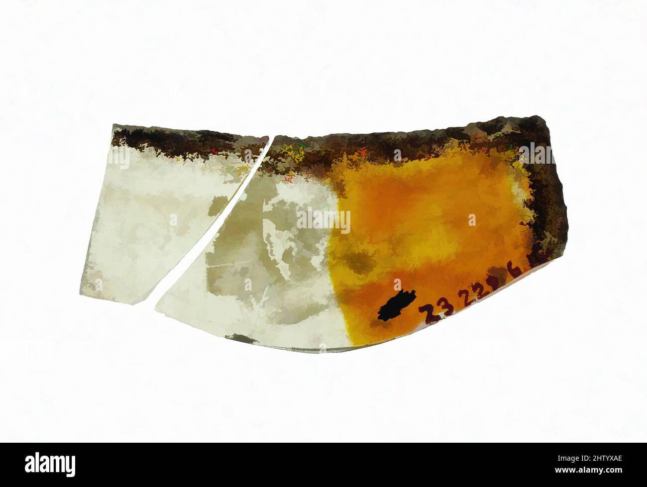 Art inspiré par Glass fragment, 17th Century, allemand (?), verre incolore, total: 1 3/4 x 1 po. (4,5 x 2,5 cm), vitraux, oeuvres classiques modernisées par Artotop avec une touche de modernité. Formes, couleur et valeur, impact visuel accrocheur sur l'art émotions par la liberté d'œuvres d'art d'une manière contemporaine. Un message intemporel qui cherche une nouvelle direction créative. Artistes qui se tournent vers le support numérique et créent le NFT Artotop Banque D'Images